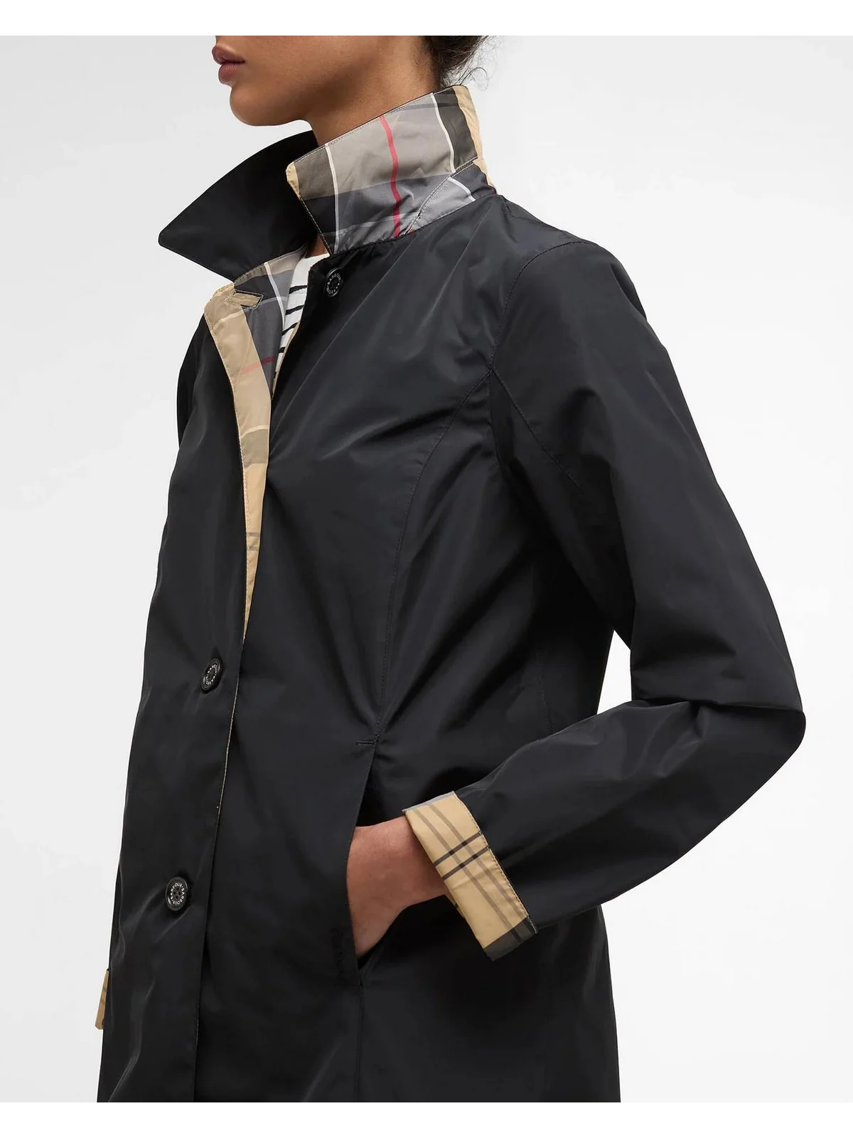 BARBOUR Giubbino Donna BABBITY SHOWERPROOF LSP0233 BK11 BLACK/DRESS TARTAN - Image 4
