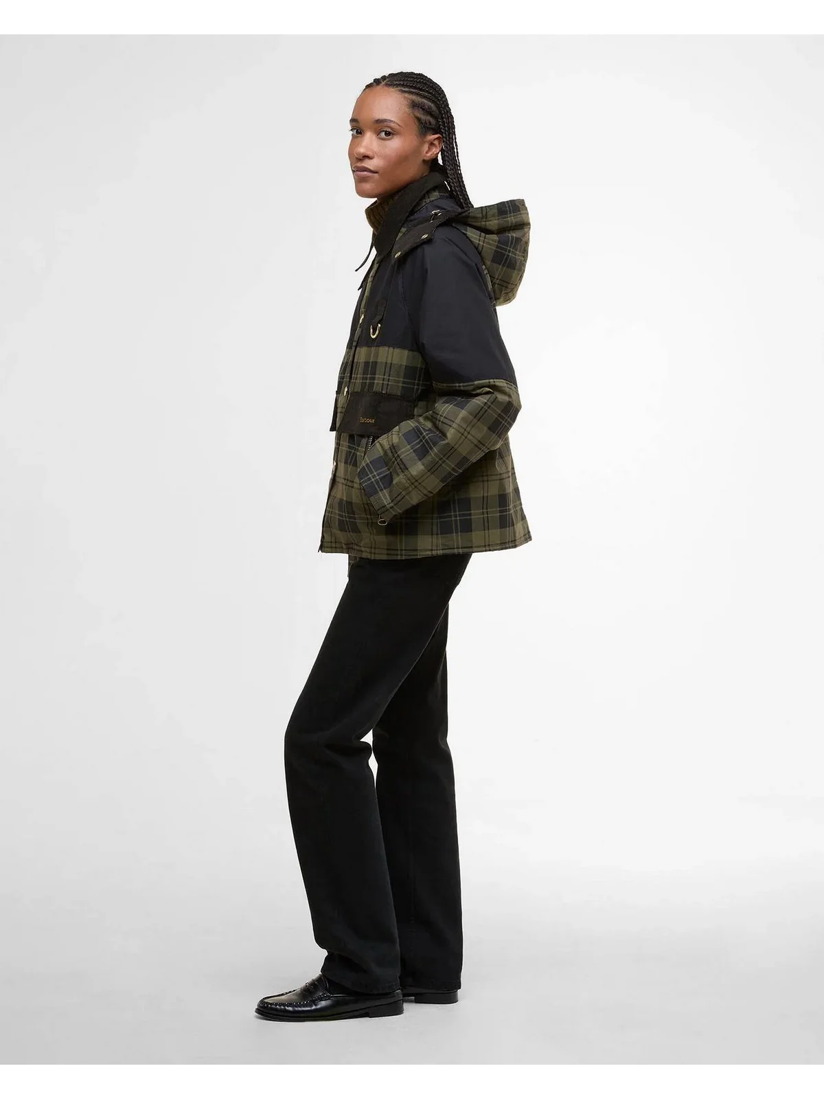 BARBOUR Giubbino Donna ELAINE LSP0253 OL51 OLIVE CHECK/BLACK - Image 4