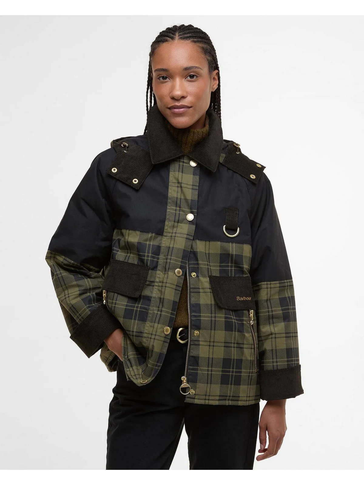 BARBOUR Giubbino Donna ELAINE LSP0253 OL51 OLIVE CHECK/BLACK - Image 5