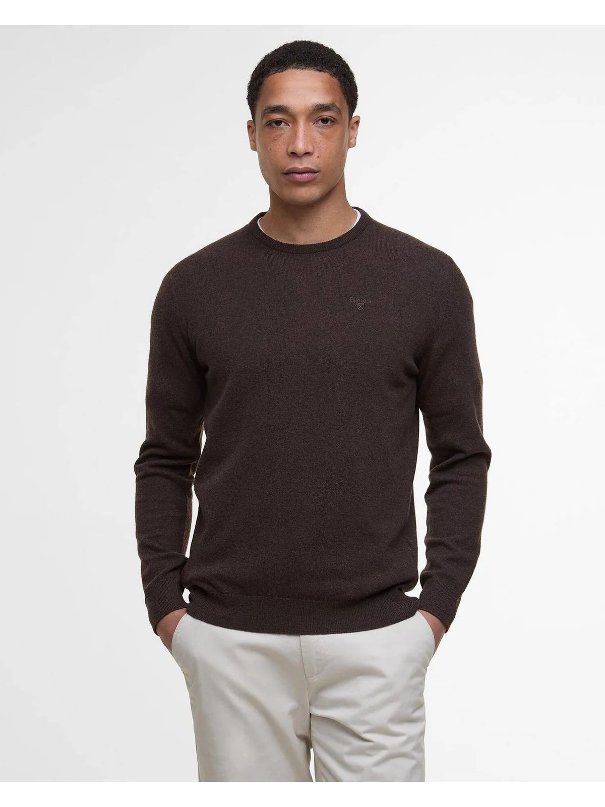 BARBOUR Maglione Uomo ESSENTIAL L MKN0345 BR17 DARK OAK - Image 3