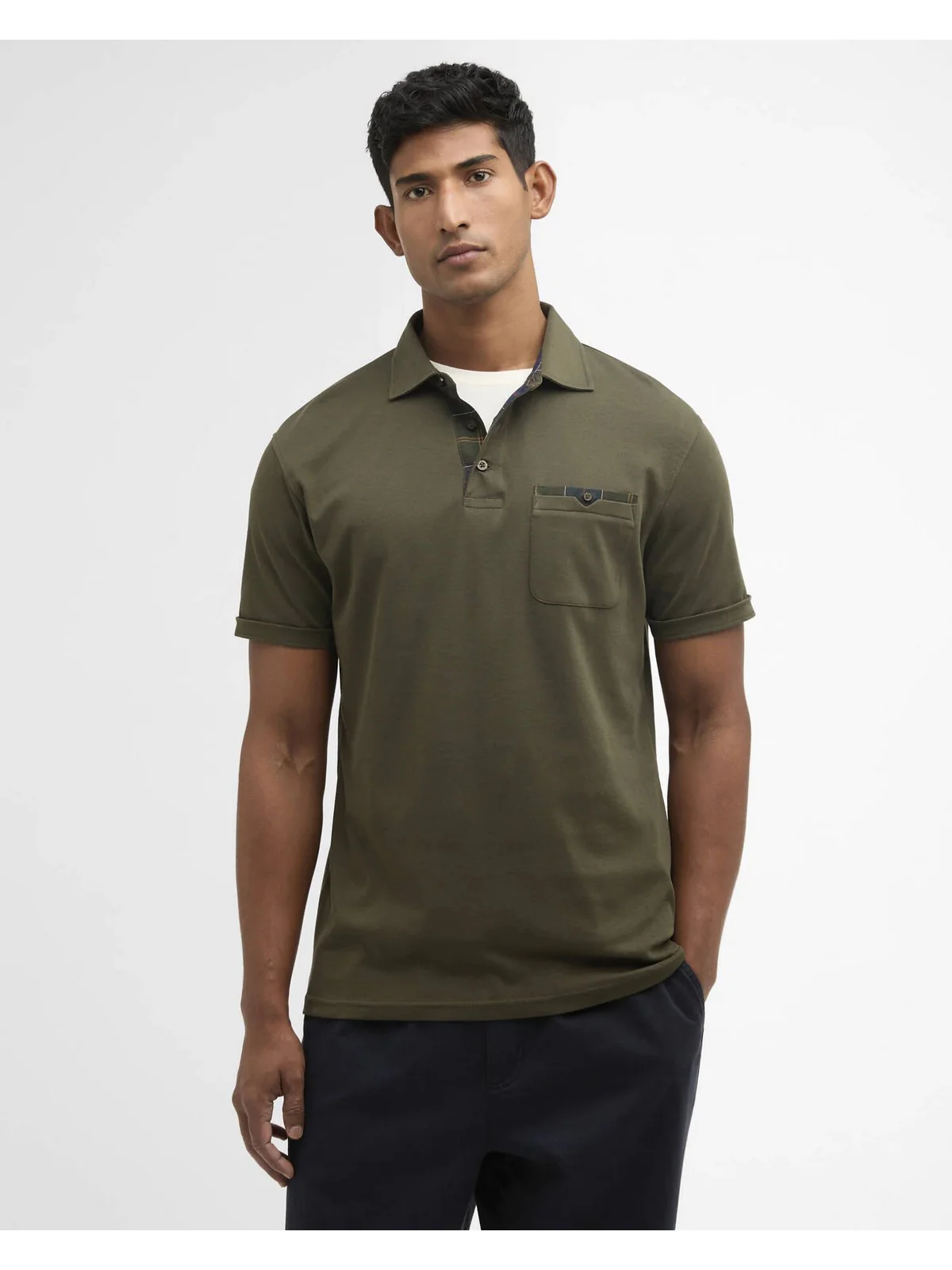 BARBOUR Polo Uomo PREMIUM CORPATCH TAILORED POLO MML1496 OL71 DARK OLIVE - Image 2