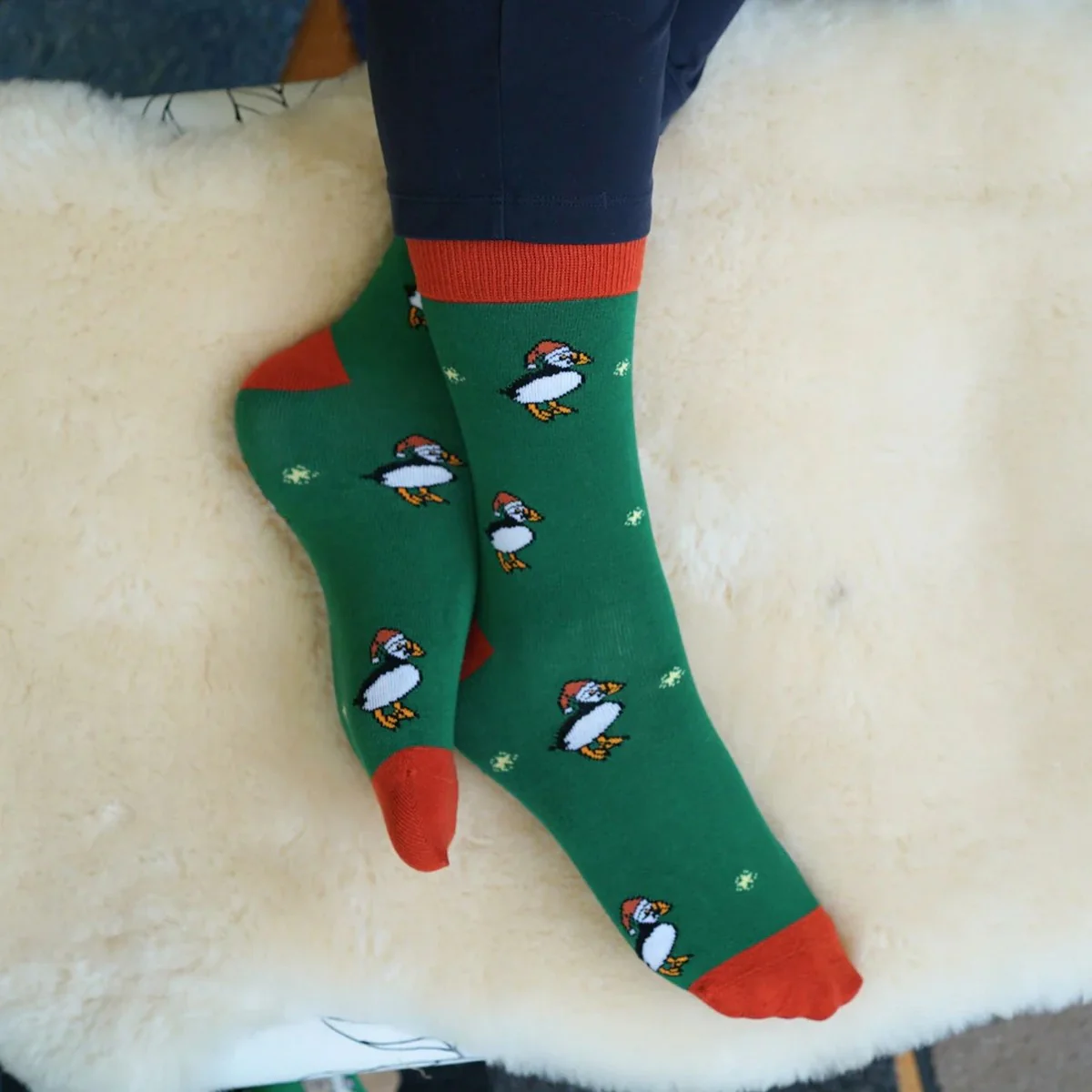 BARE KIND Calzini Unisex adulto  GREEN PUFFIN VERDE/ARANCIO - Image 4