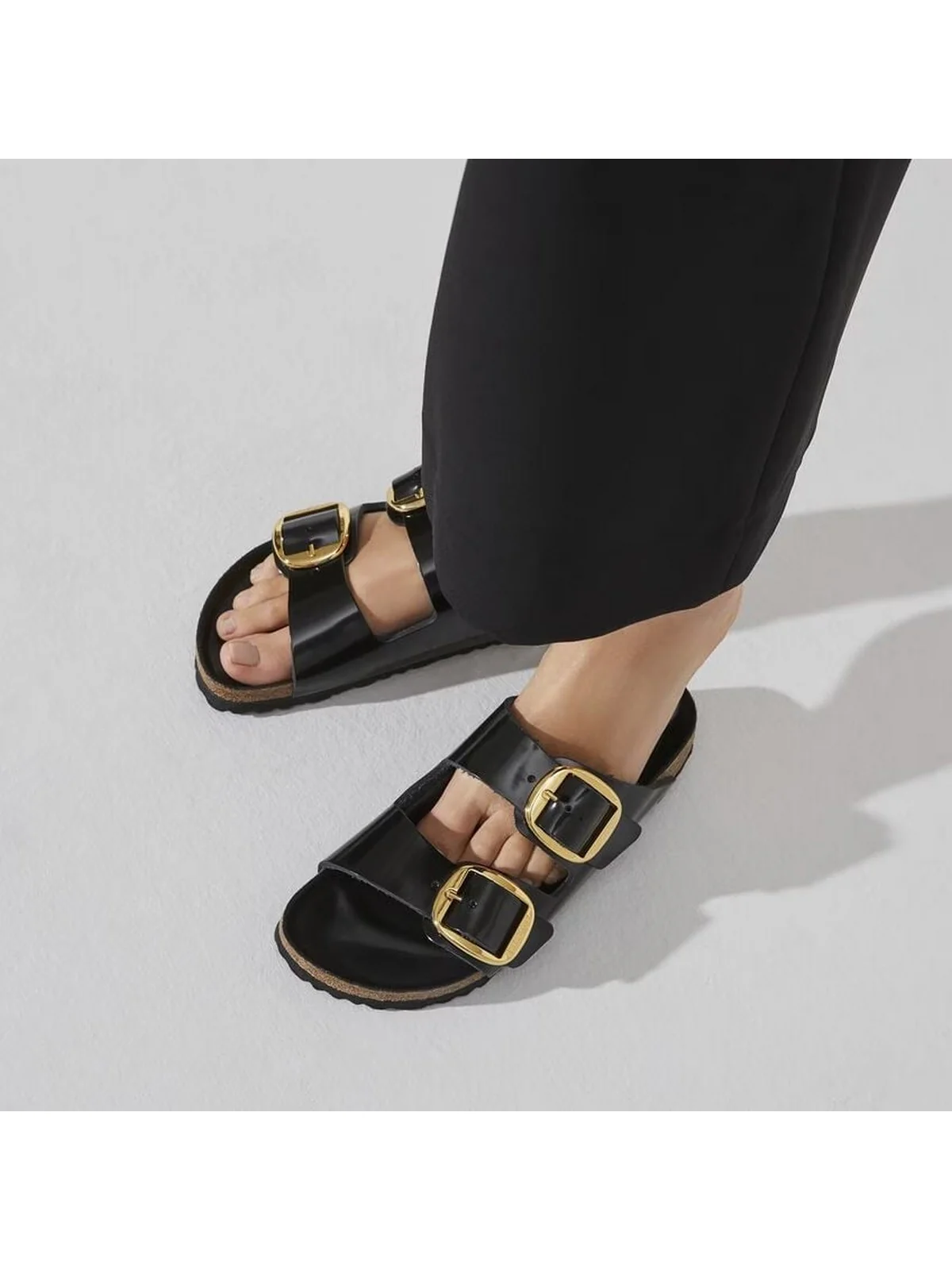 BIRKENSTOCK Sandalo Donna Arizona Big Buckle HEX shine black,Natural Leather 1021476 Nero - Image 10