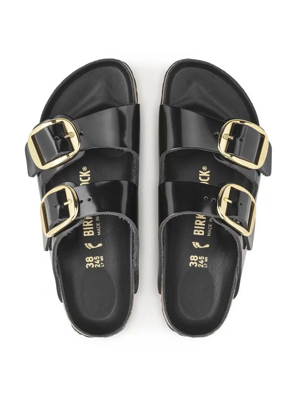 BIRKENSTOCK Sandalo Donna Arizona Big Buckle HEX shine black,Natural Leather 1021476 Nero - Image 14