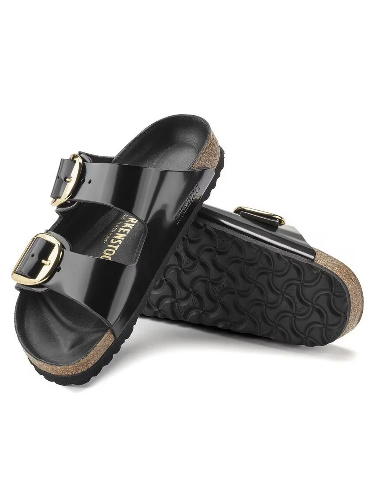 BIRKENSTOCK Sandalo Donna Arizona Big Buckle HEX shine black,Natural Leather 1021476 Nero - Image 6