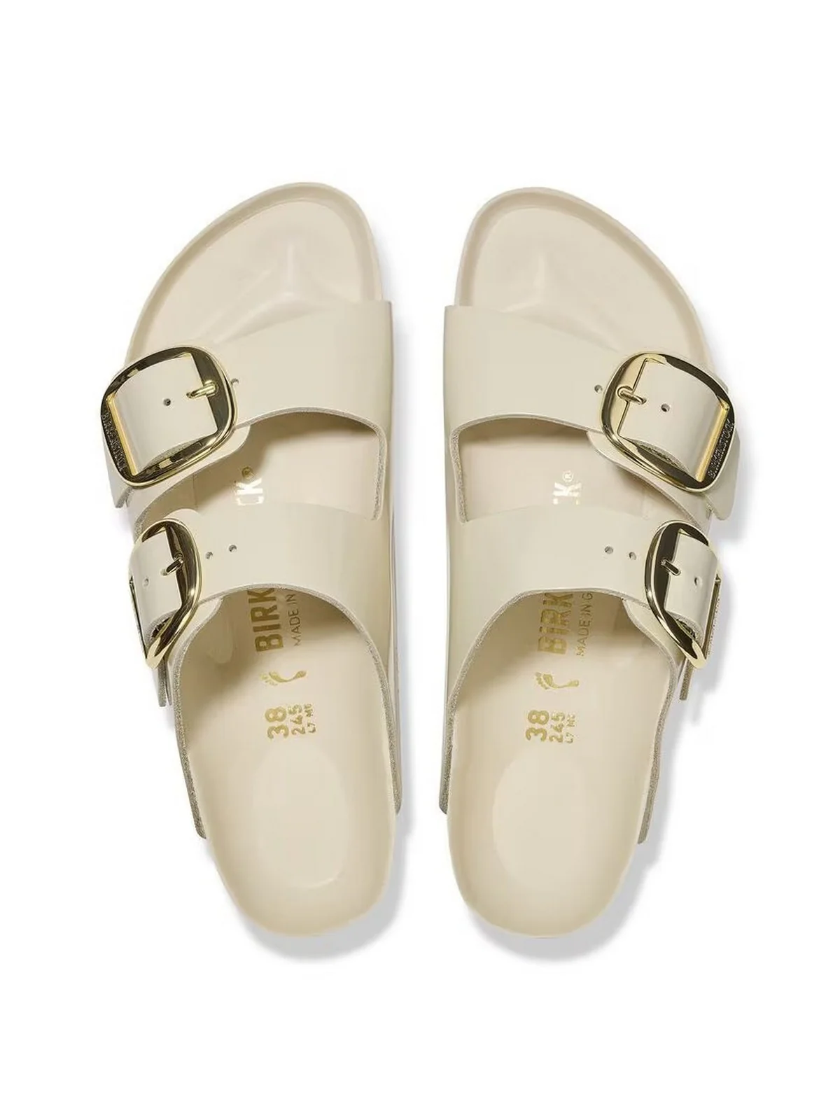 BIRKENSTOCK Sandalo Donna Arizona Big Buckle shine ecru, Natural Leather 1026128 Beige - Image 3