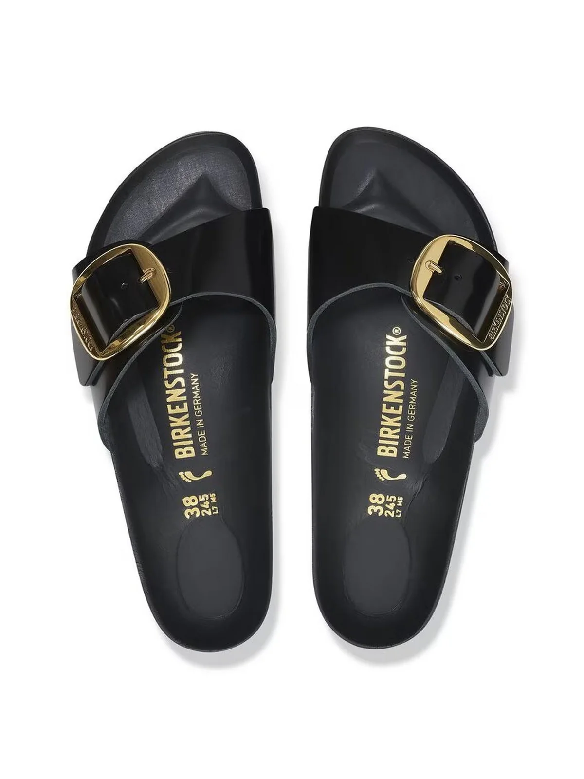 BIRKENSTOCK Sandalo Donna Madrid Big Buckle shine black, Natural Leather 1022650 Nero - Image 3