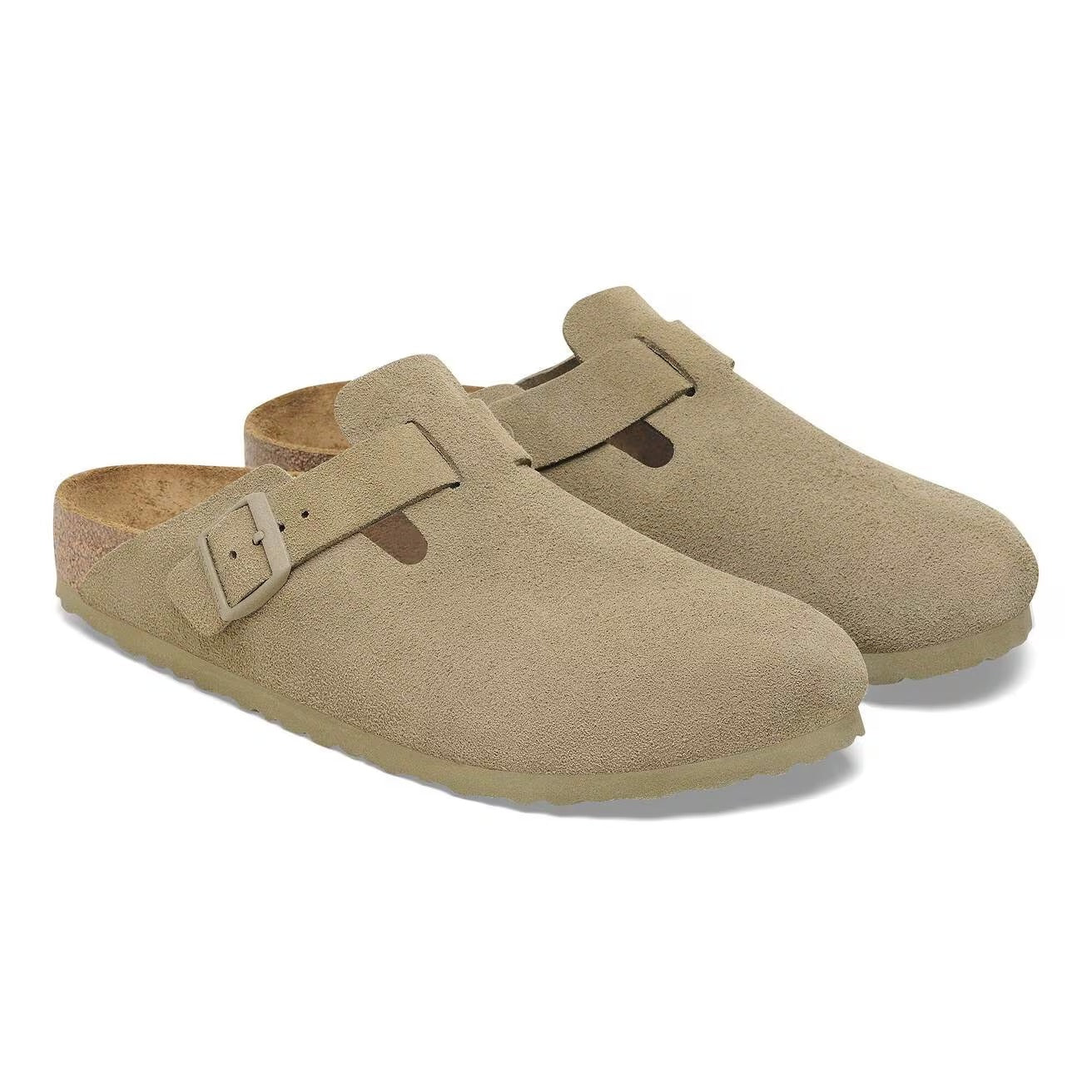 BIRKENSTOCK Sandalo Unisex adulto Boston faded khaki, Suede Leather 1025844 KHAKI - Image 6