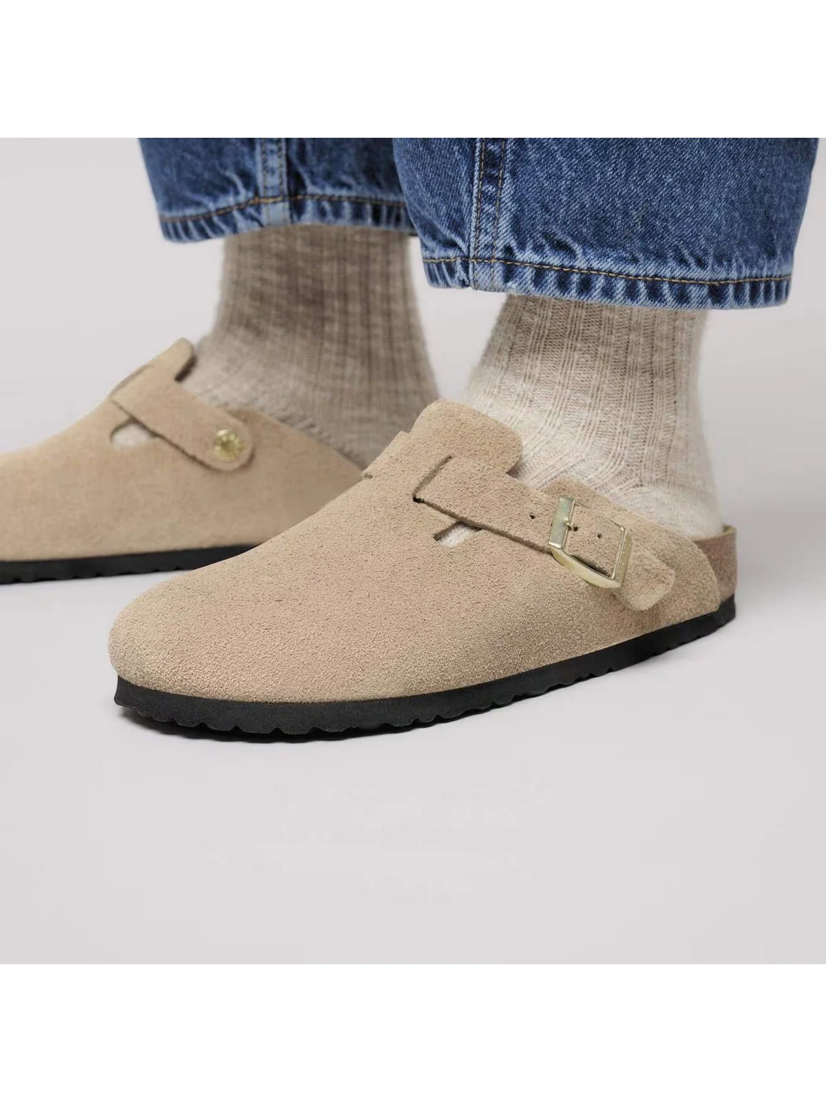 BIRKENSTOCK Sandalo Unisex adulto Boston sandcastle, Suede Leather 1030883 SANDCASTLE - Image 3