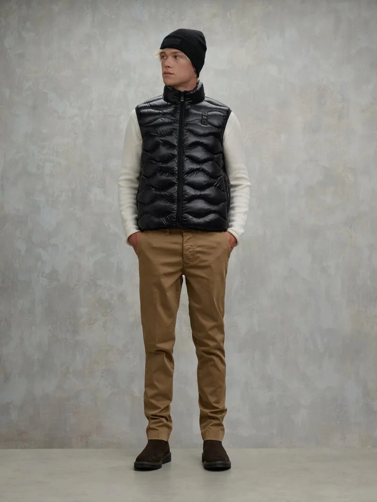 BLAUER Gilet Uomo DANNY 25WBLUX02081 005958 999EI NERO interno BEIGE 301 - Image 4