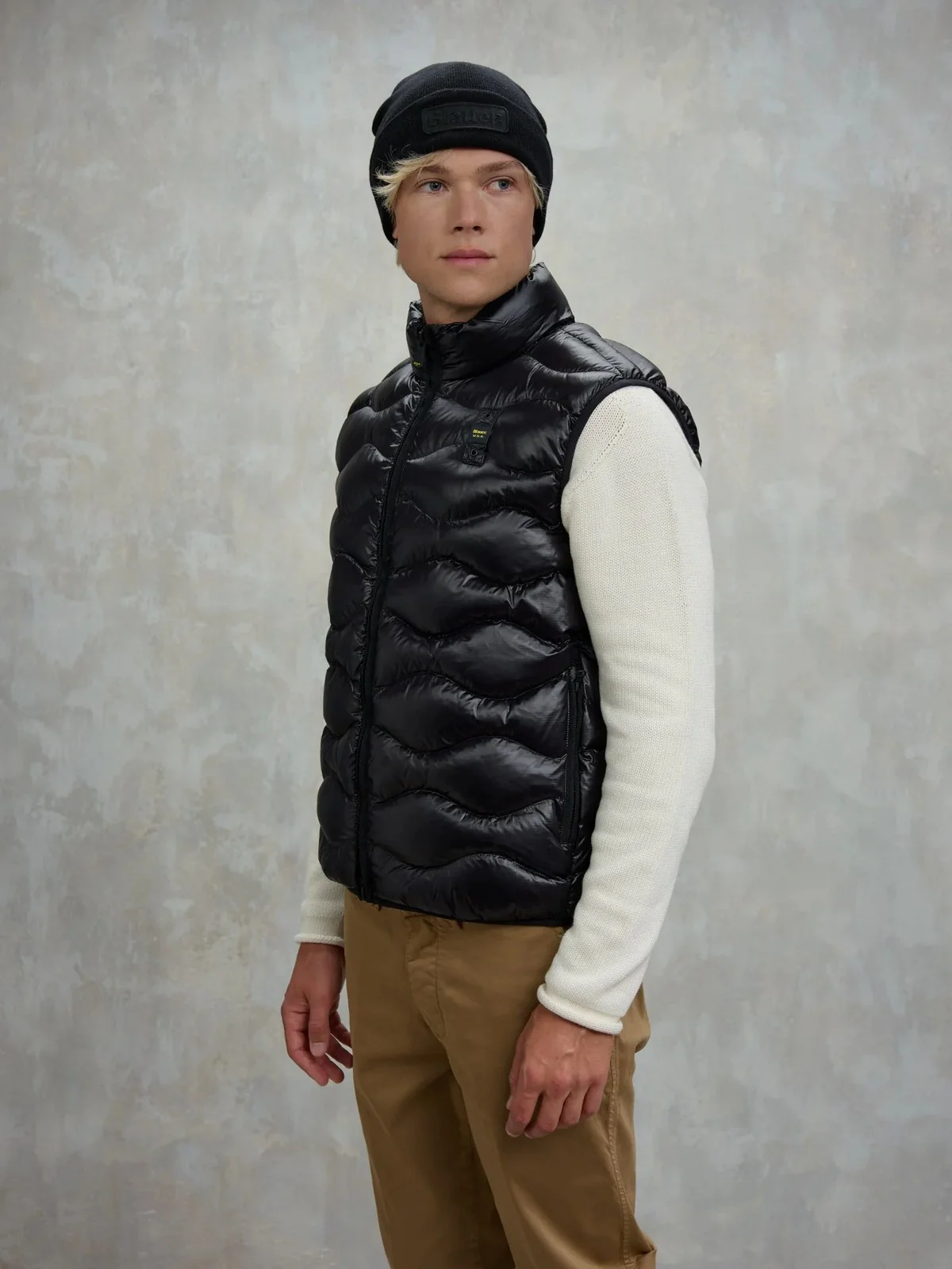 BLAUER Gilet Uomo DANNY 25WBLUX02081 005958 999EI NERO interno BEIGE 301 - Image 5