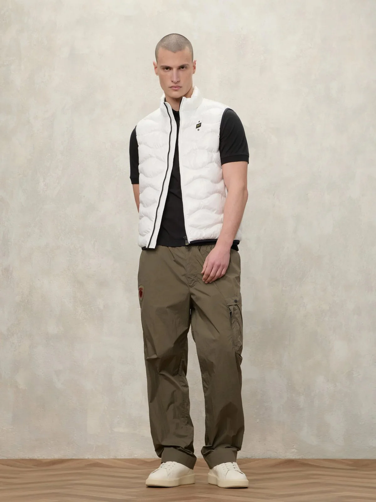 BLAUER Gilet Uomo DANNY 26SBLUX02184 005958 100GG BIANCO OTTICO int. GRIGIO NEBBIA - Image 4