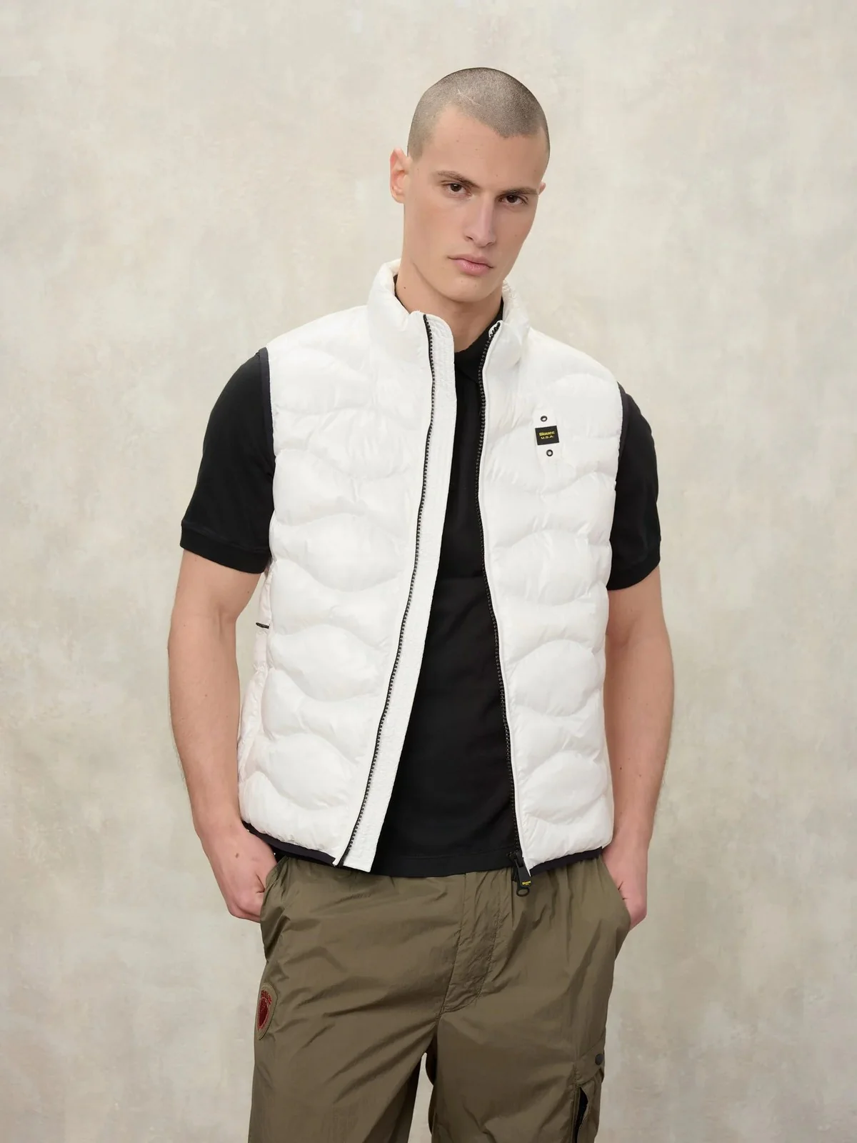 BLAUER Gilet Uomo DANNY 26SBLUX02184 005958 100GG BIANCO OTTICO int. GRIGIO NEBBIA - Image 5