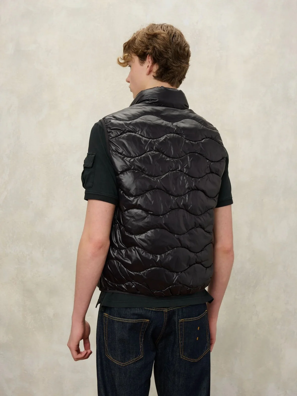 BLAUER Gilet Uomo DANNY 26SBLUX02184 A05958 999ET NERO interno BEIGE NATURALE - Image 2