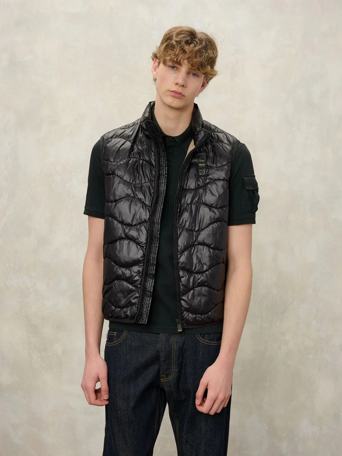 BLAUER Gilet Uomo DANNY 26SBLUX02184 A05958 999ET NERO interno BEIGE NATURALE - Image 3