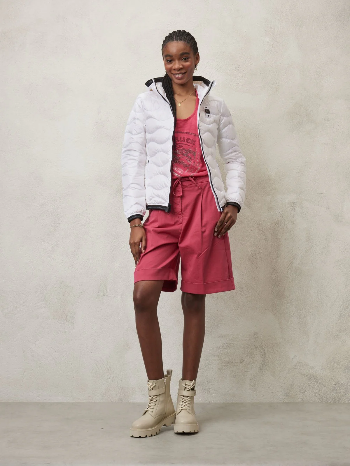 BLAUER Piumino Donna 24SBLDC03051 005050 100 Bianco - Image 3