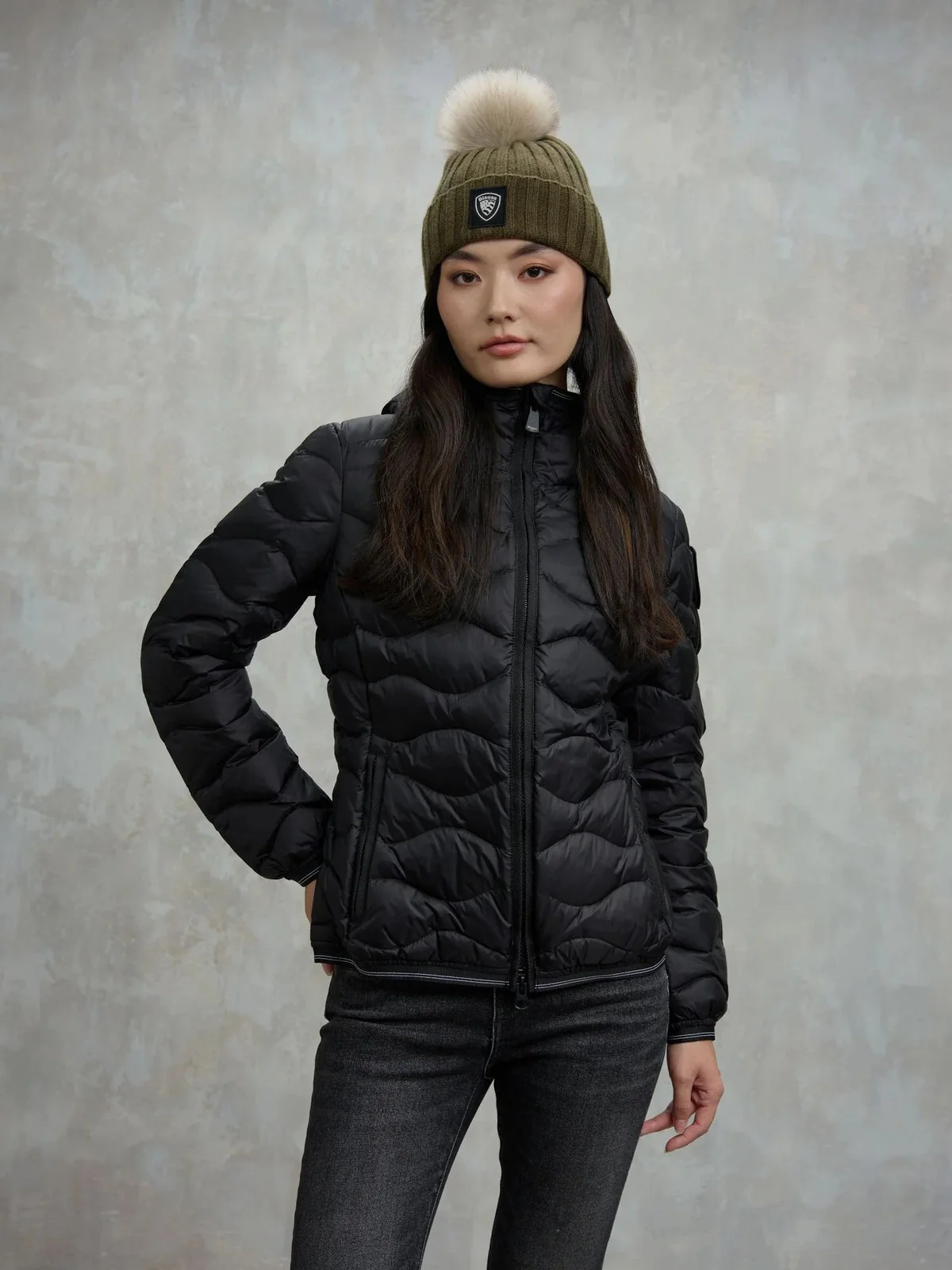 BLAUER Piumino Donna CAMELIA 25WBLDC03095 006047 999EI NERO interno BEIGE 301 - Image 5