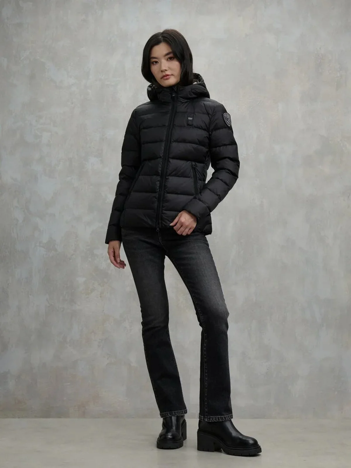 BLAUER Piumino Donna CHARME 25WBLDC03100 006047 999EI NERO interno BEIGE 301 - Image 4