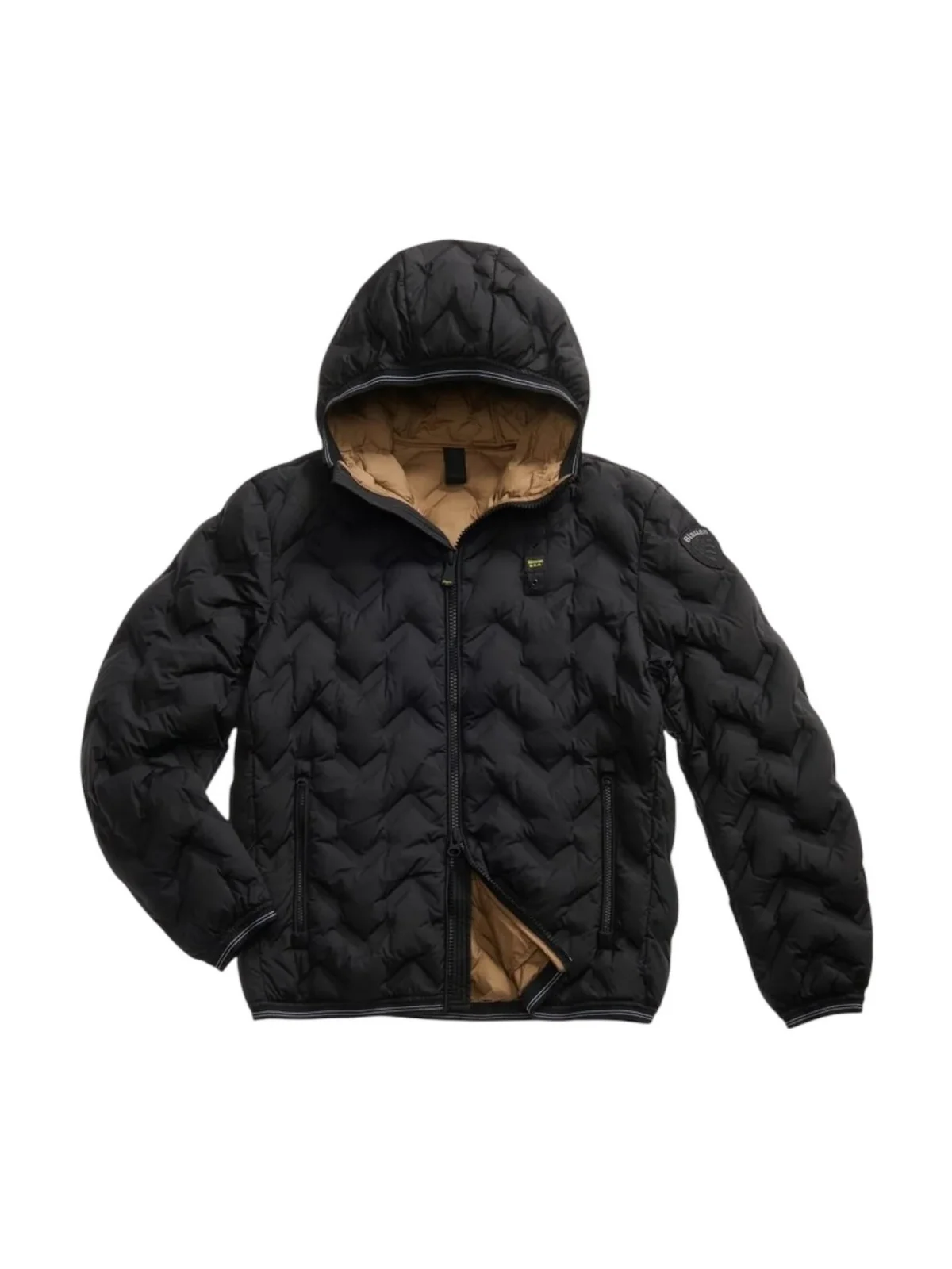 BLAUER Piumino Uomo PIERY 25WBLUC03233 007308 999TB NERO interno TABACCO