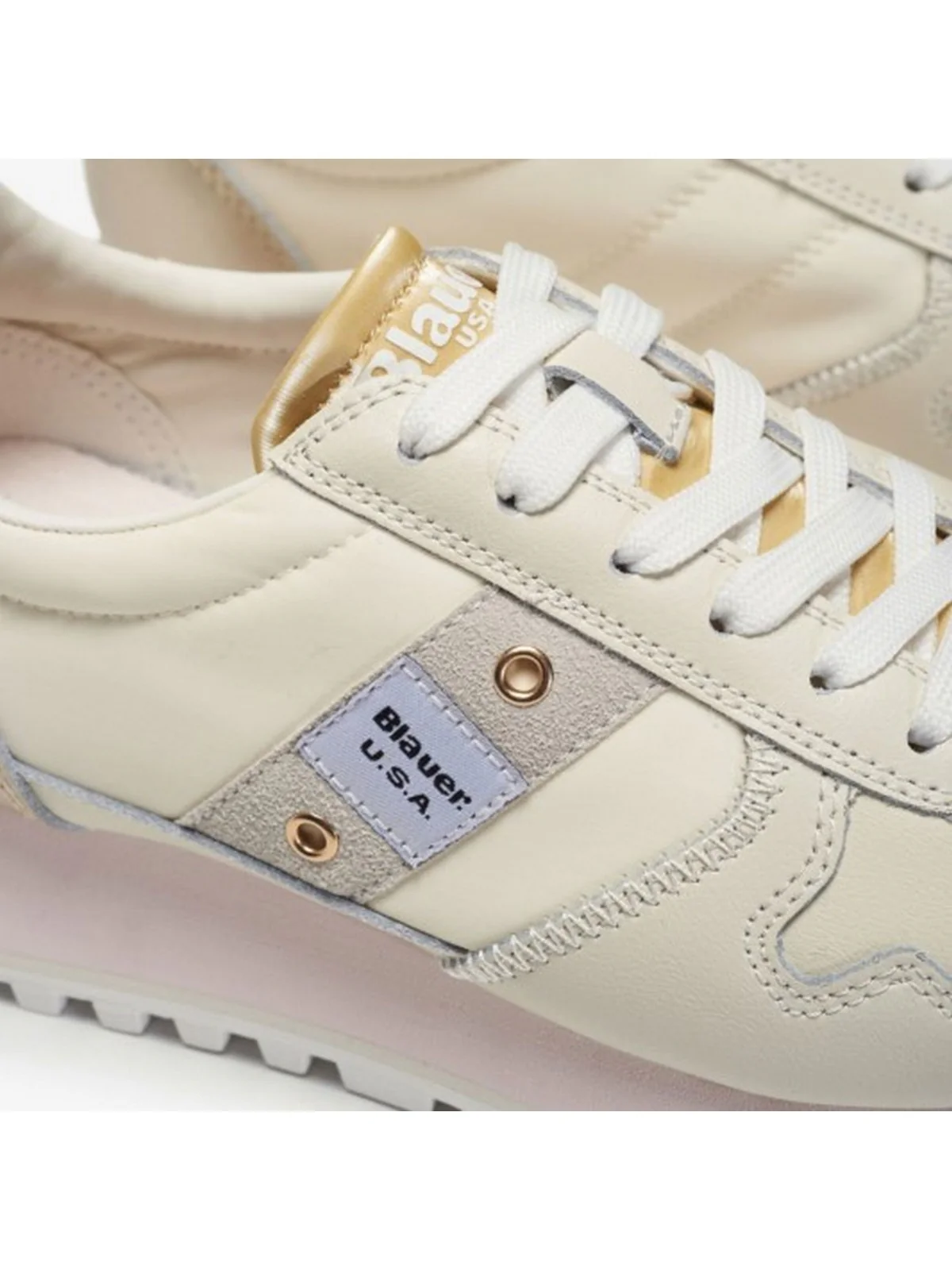 BLAUER Sneaker Donna MILLEN01 S4MILLEN01/LEM CRE/GLD Beige - Image 2