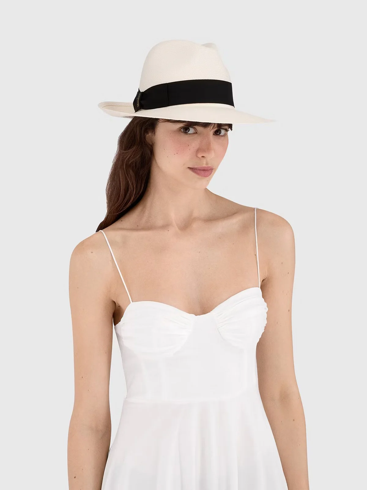 BORSALINO Cappello Donna  1991 01A1 Sbiancato cinta nera - Image 4