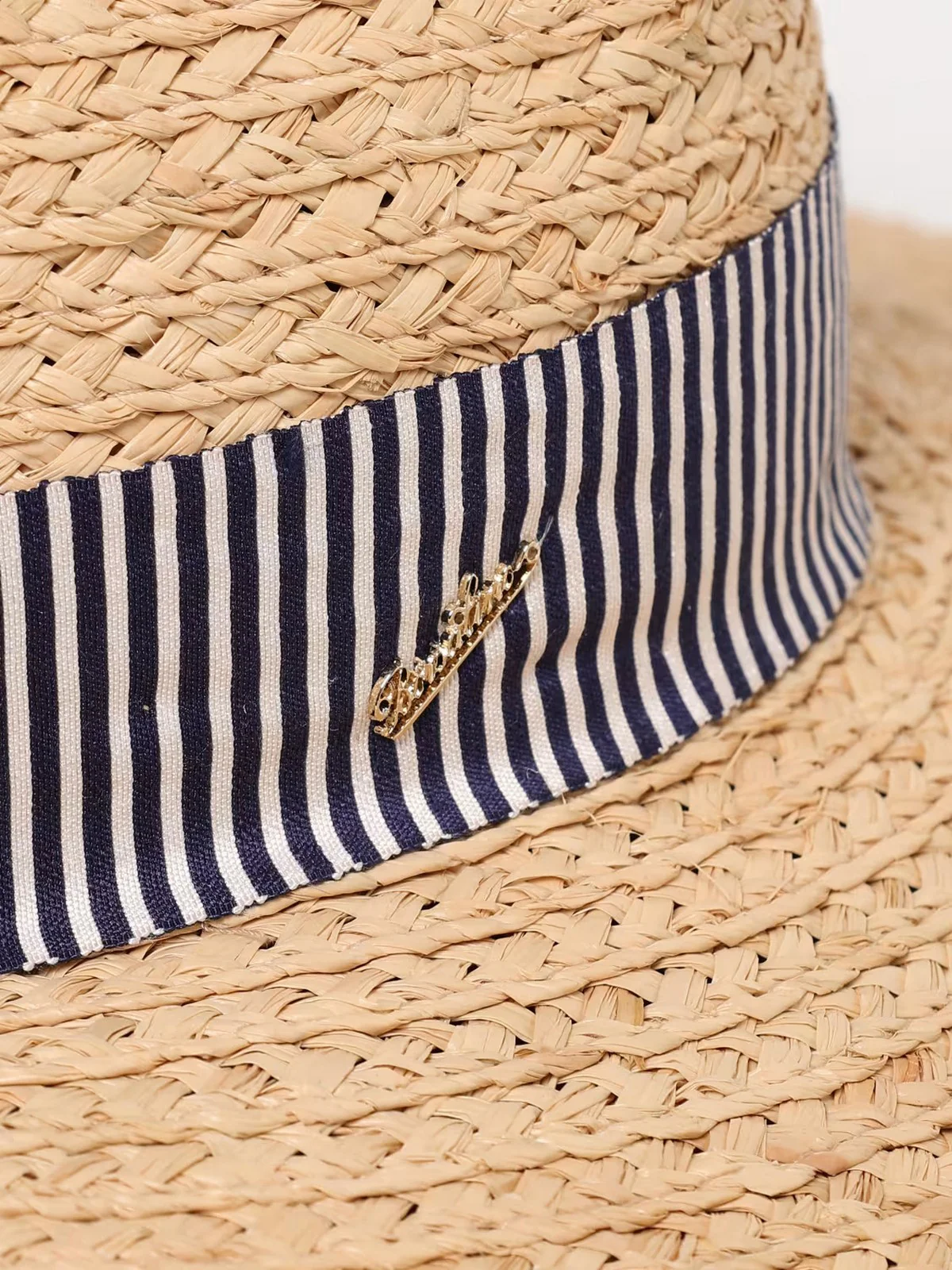 BORSALINO Cappello Donna  4039 00H8 Naturale cinta a rihe bianco/navy - Image 7