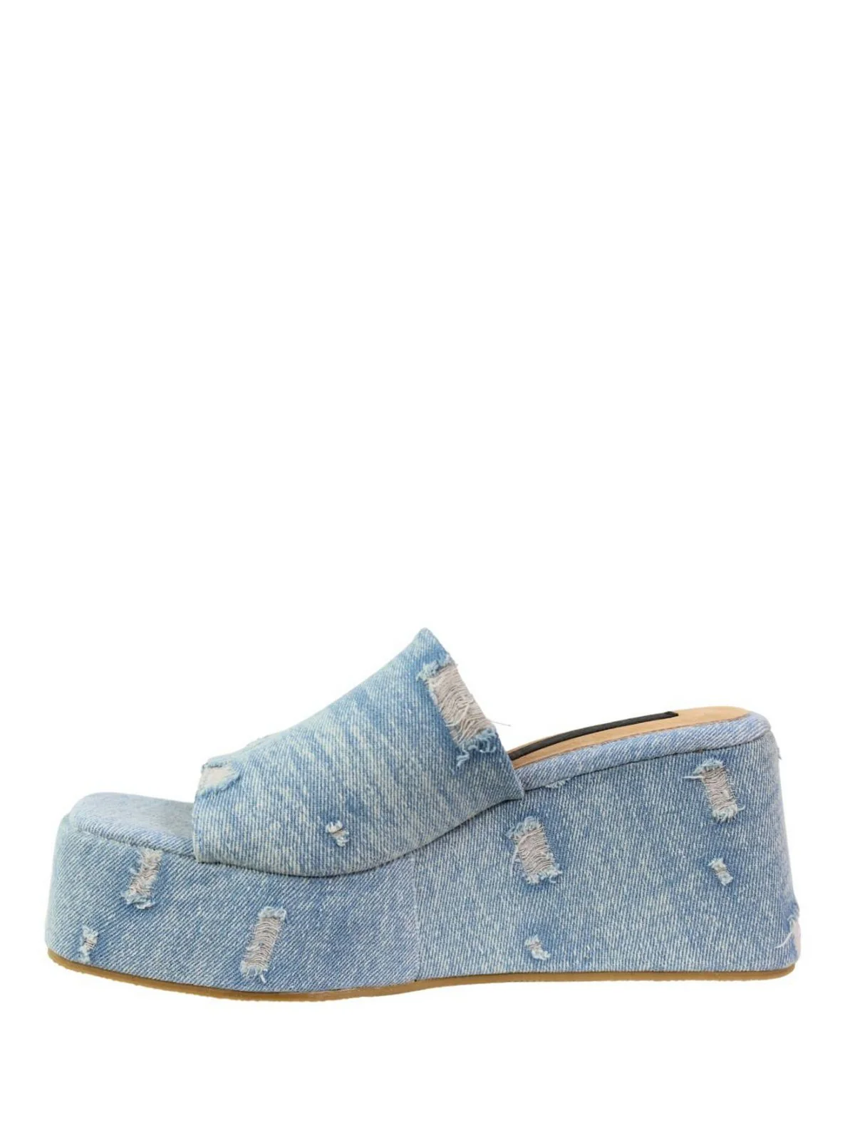 COLORS OF CALIFORNIA Sandalo Donna monoband denim wedge sandal HC.MALIBU02 WHI WHITE - Image 2