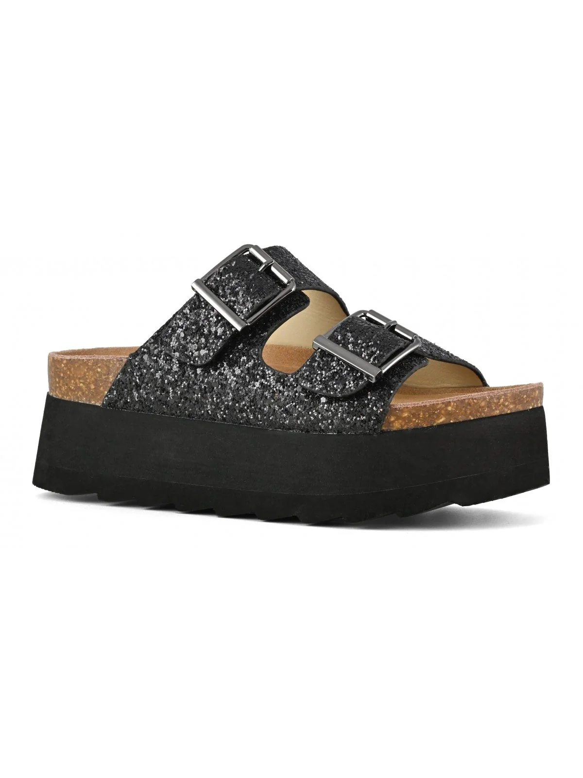 COLORS OF CALIFORNIA Sandalo Donna platform sandal in glitter HC.BES22 NBLA Nero - Image 3