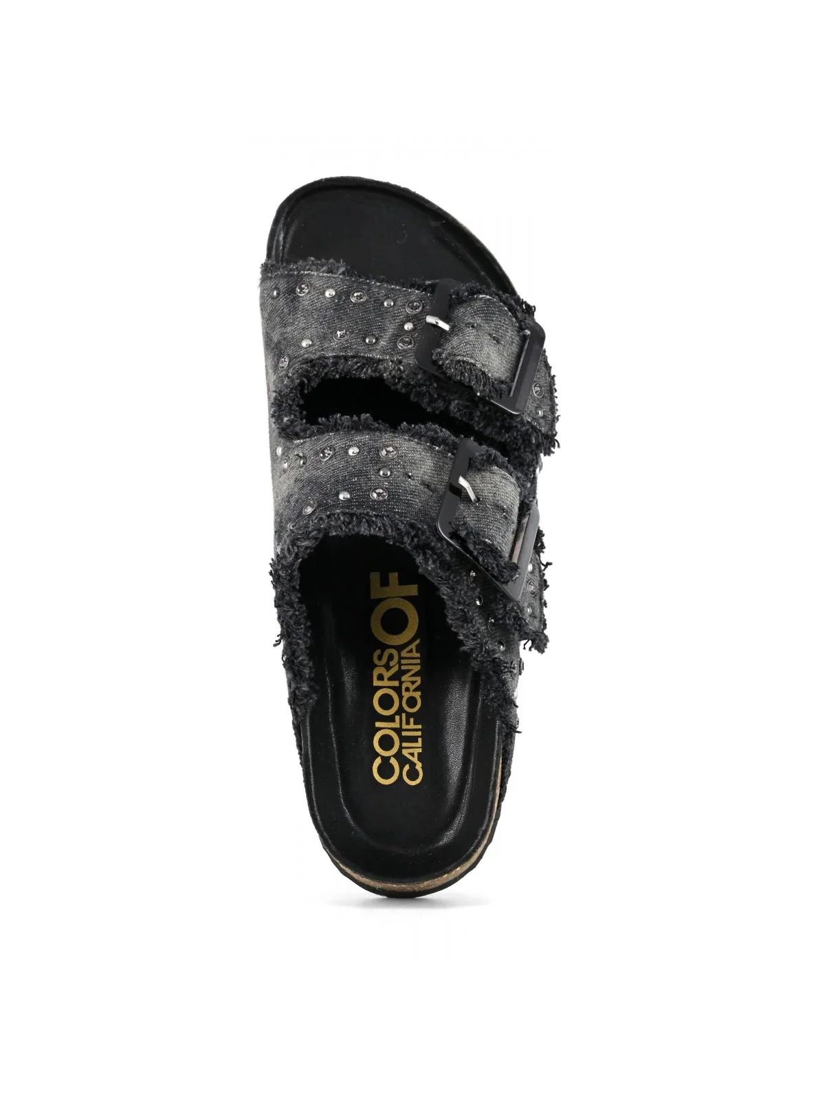COLORS OF CALIFORNIA Sandalo Donna two buckle denim sandal HC.BIO406 BLA BLACK - Image 2