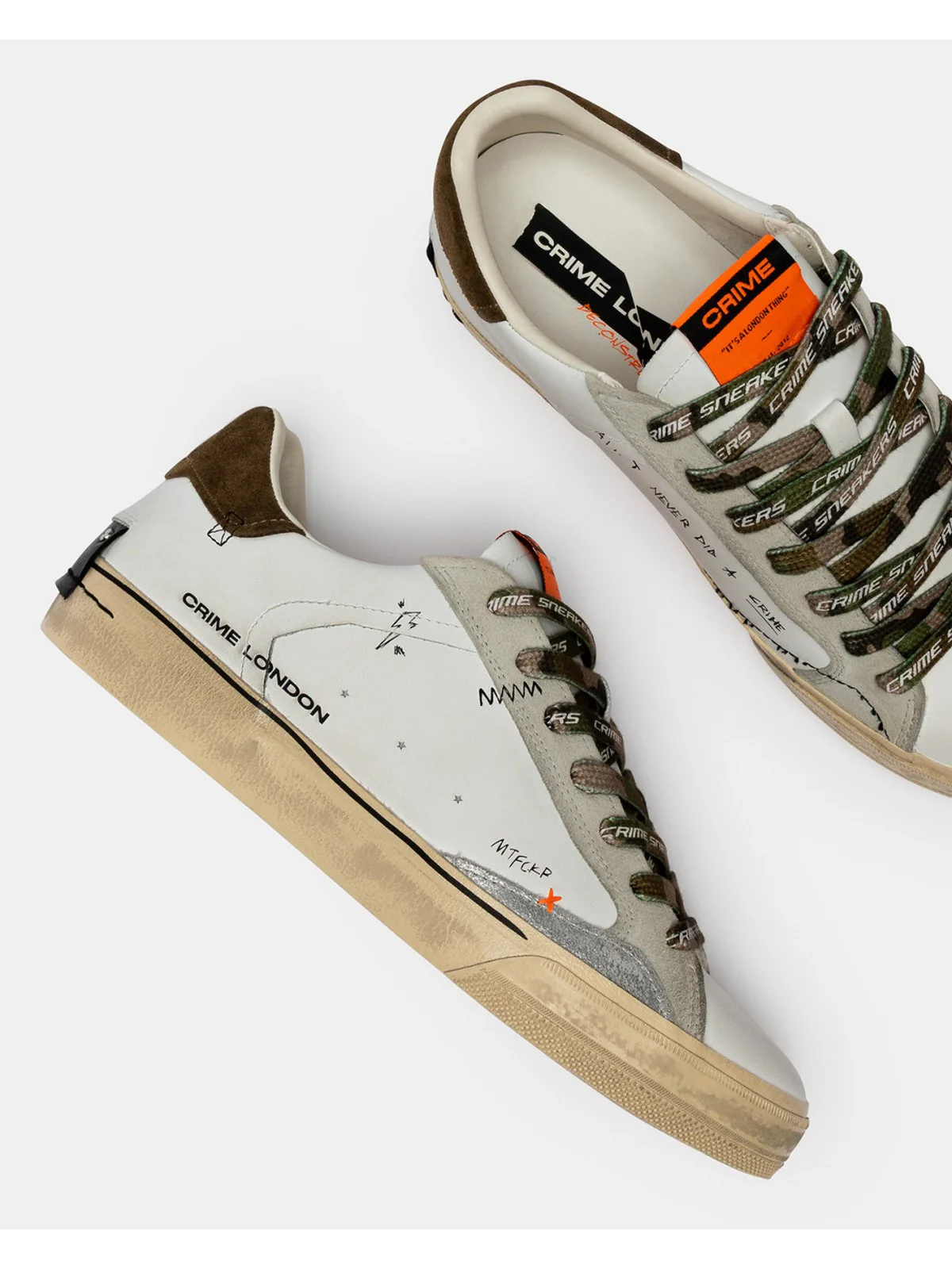 CRIME LONDON Sneaker Uomo DECONSTRUCTED MILITARY GREEN 19071PP8 10 WHITE - Image 4