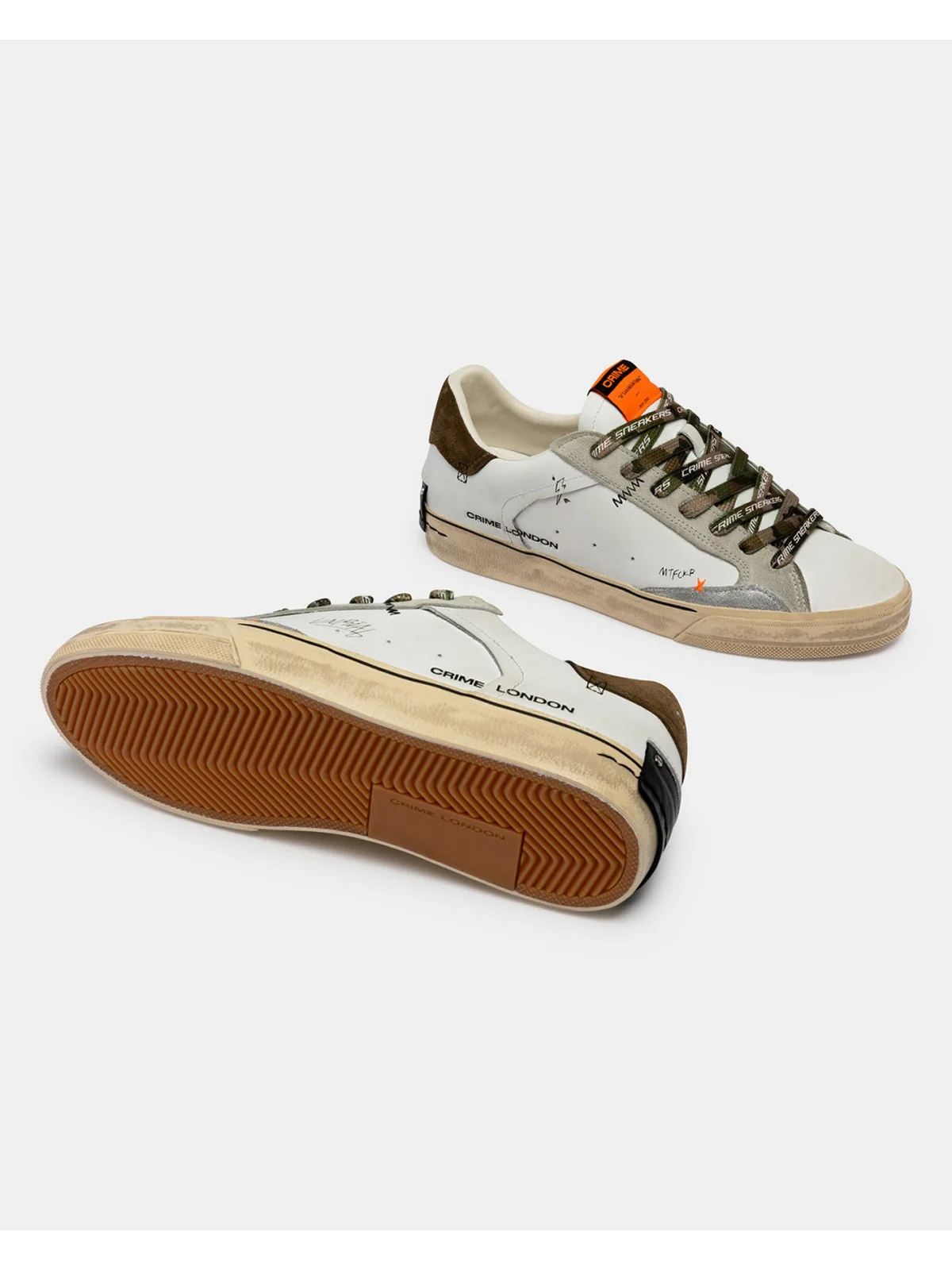 CRIME LONDON Sneaker Uomo DECONSTRUCTED MILITARY GREEN 19071PP8 10 WHITE - Image 5