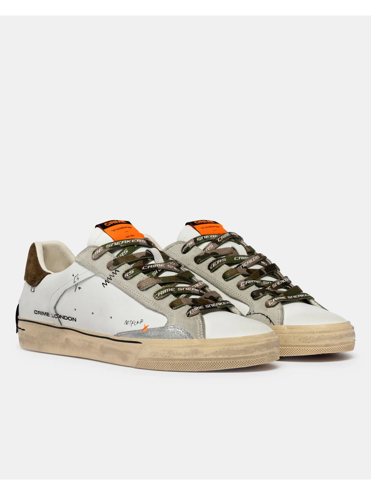 CRIME LONDON Sneaker Uomo DECONSTRUCTED MILITARY GREEN 19071PP8 10 WHITE - Image 7