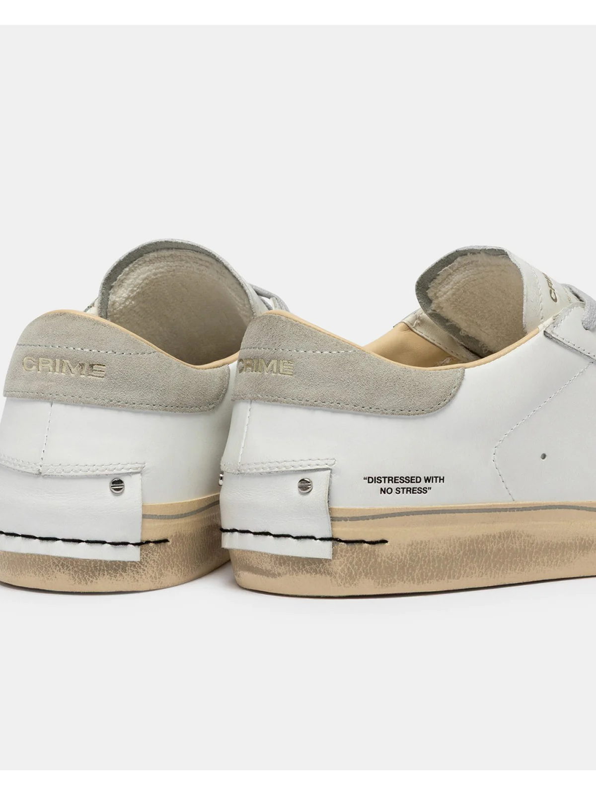 CRIME LONDON Sneaker Uomo DISTRESSED 2.0 LIGHT GREY 19053PP8 10 WHITE - Image 3