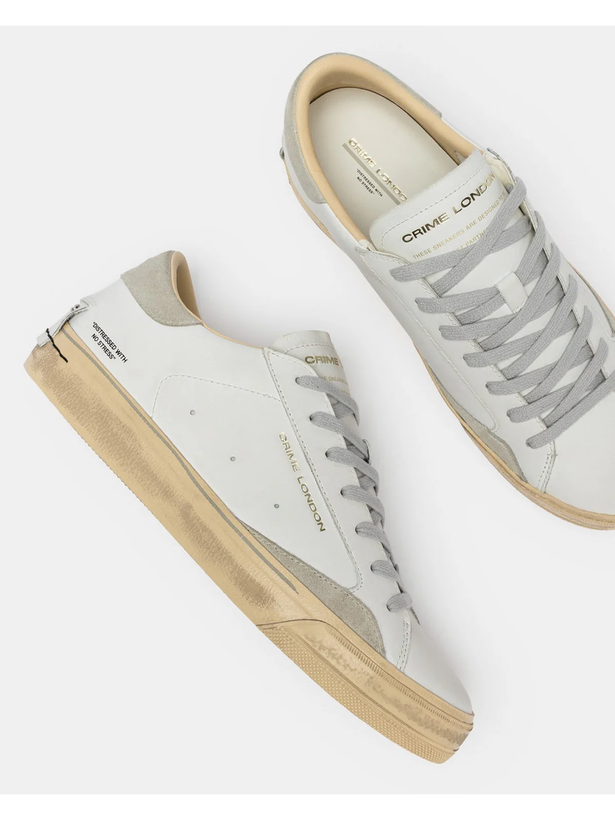 CRIME LONDON Sneaker Uomo DISTRESSED 2.0 LIGHT GREY 19053PP8 10 WHITE - Image 4