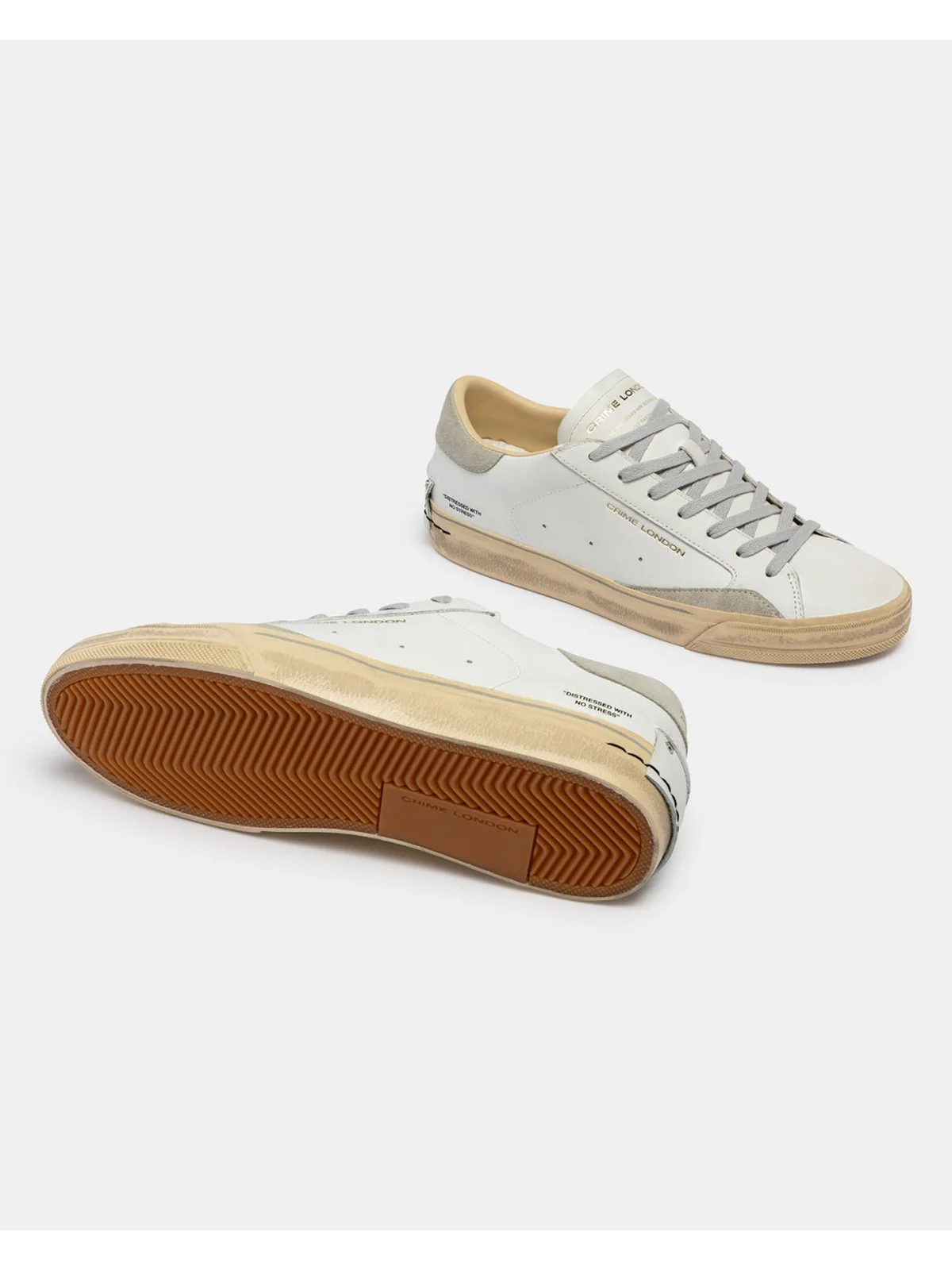 CRIME LONDON Sneaker Uomo DISTRESSED 2.0 LIGHT GREY 19053PP8 10 WHITE - Image 5