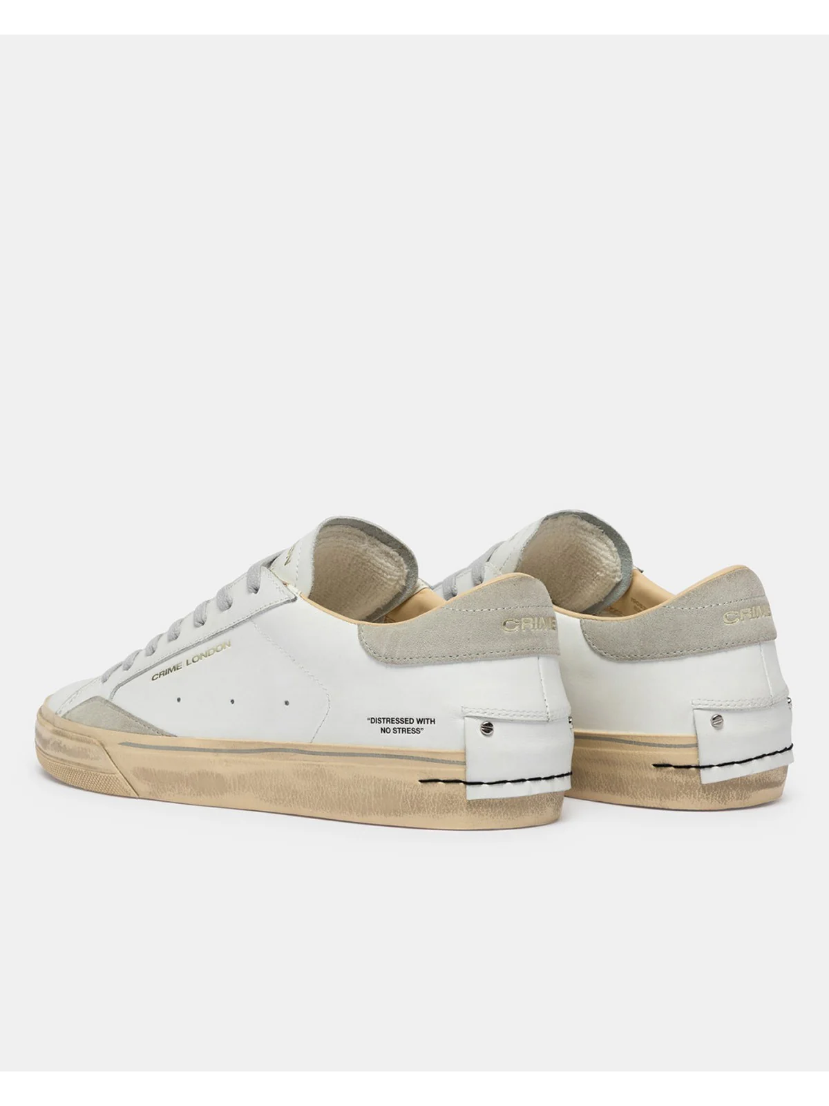 CRIME LONDON Sneaker Uomo DISTRESSED 2.0 LIGHT GREY 19053PP8 10 WHITE - Image 6