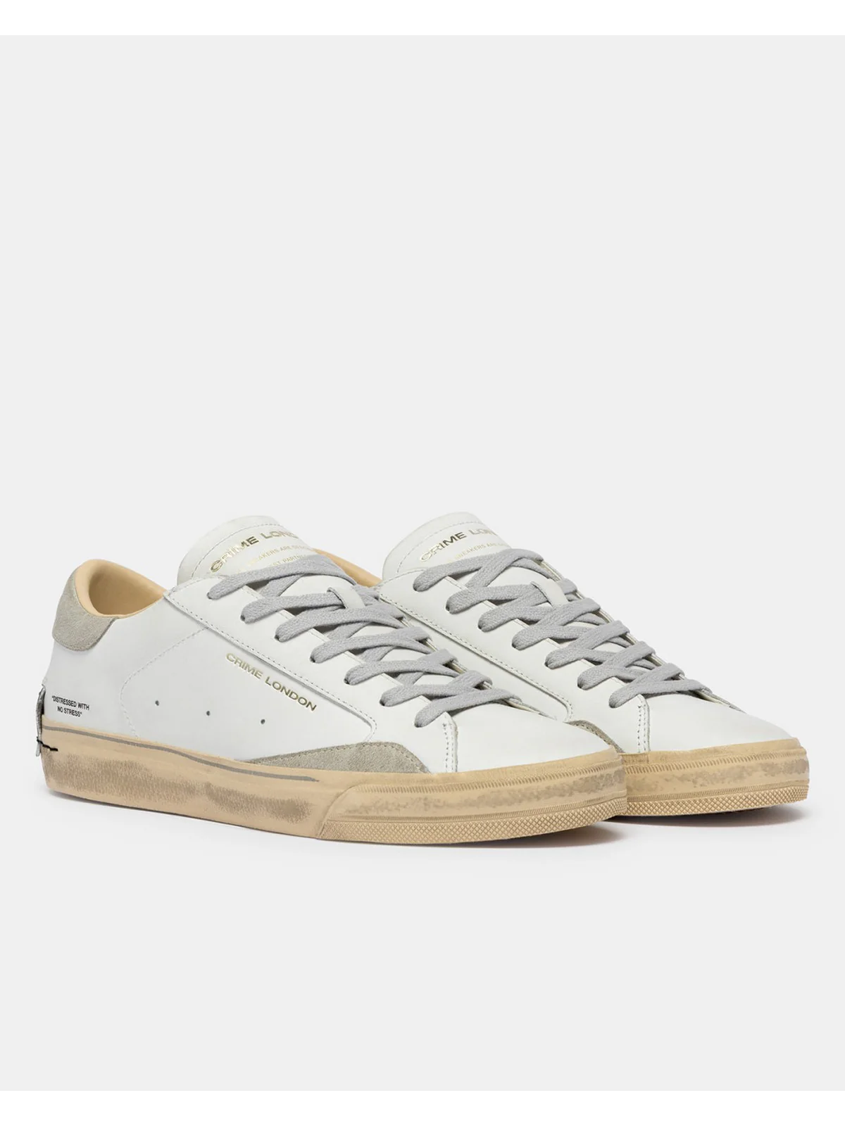 CRIME LONDON Sneaker Uomo DISTRESSED 2.0 LIGHT GREY 19053PP8 10 WHITE - Image 7