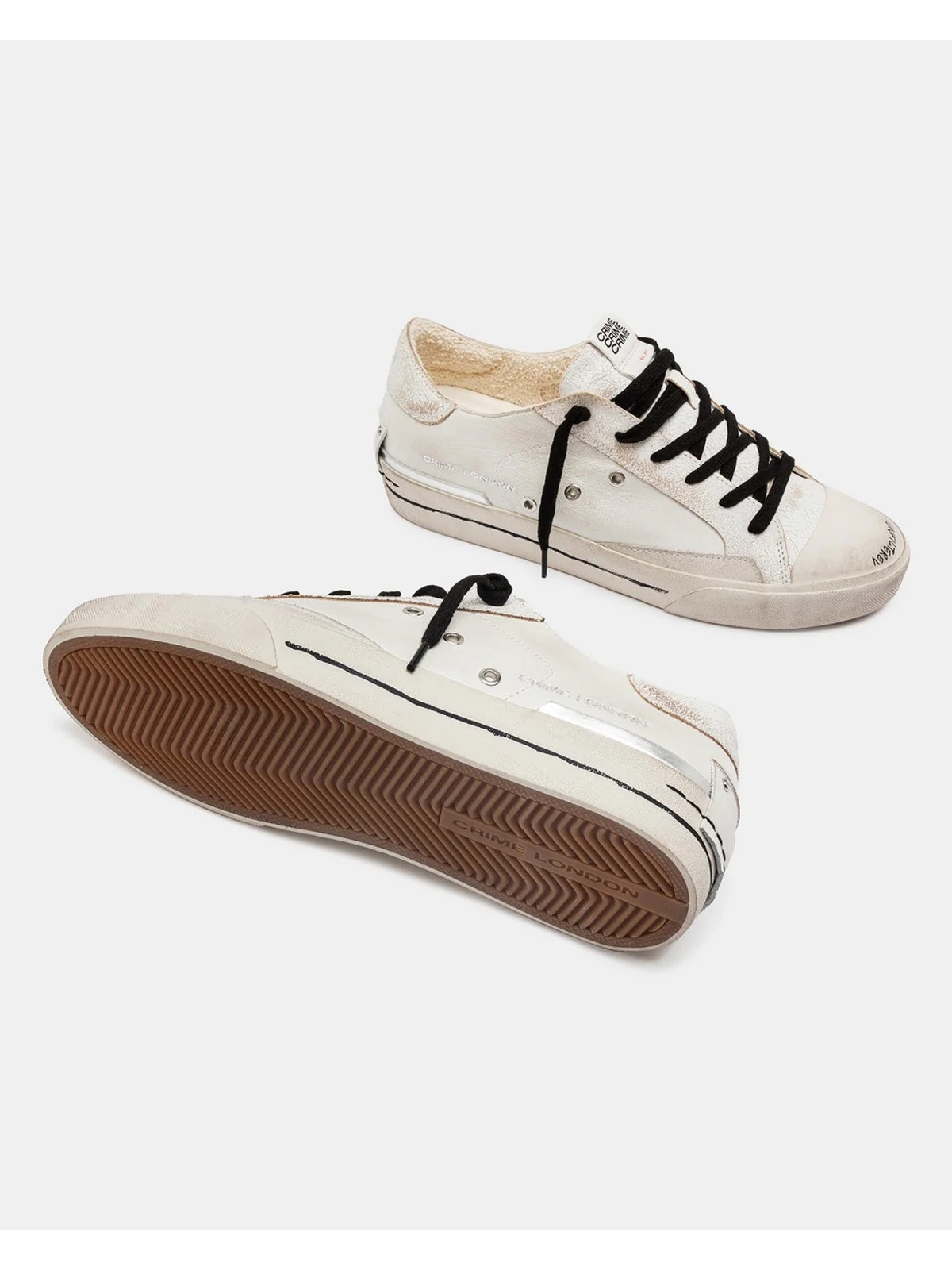 CRIME LONDON Sneaker Uomo RECUT LOW WORE YESTERDAY 14130PP7 10 WHITE - Image 4