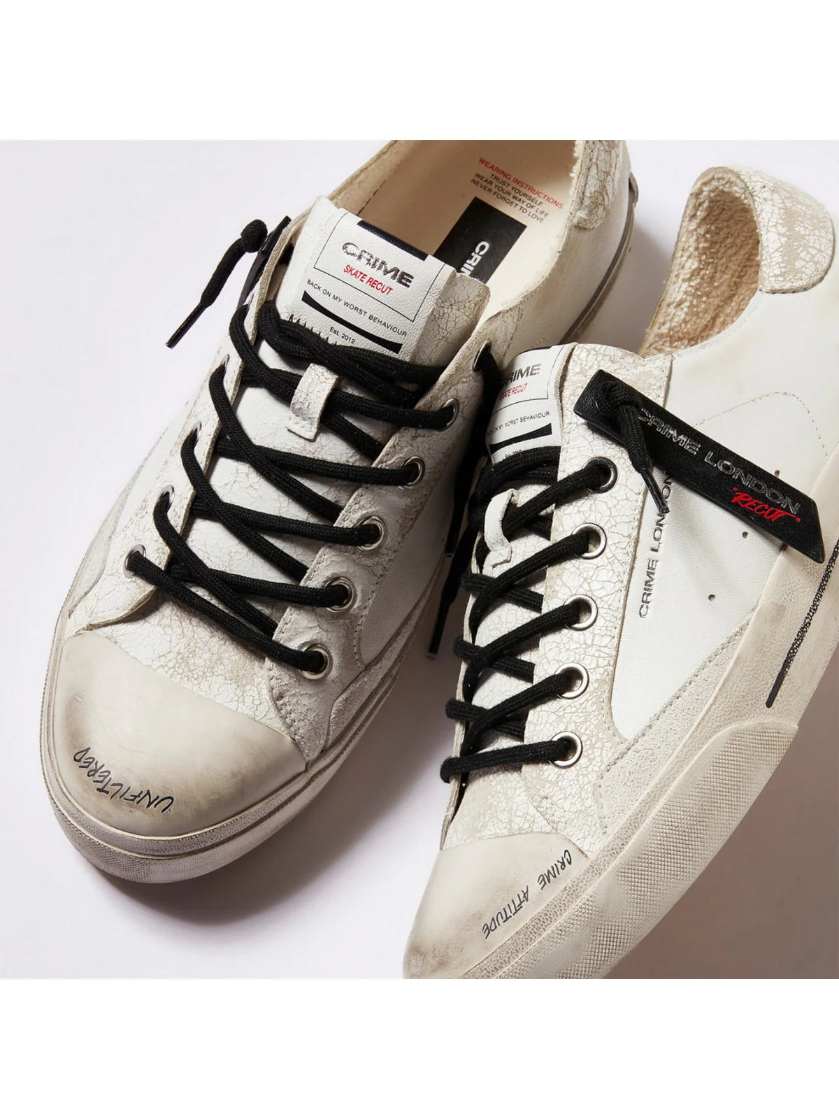 CRIME LONDON Sneaker Uomo RECUT LOW WORE YESTERDAY 14130PP7 10 WHITE - Image 7
