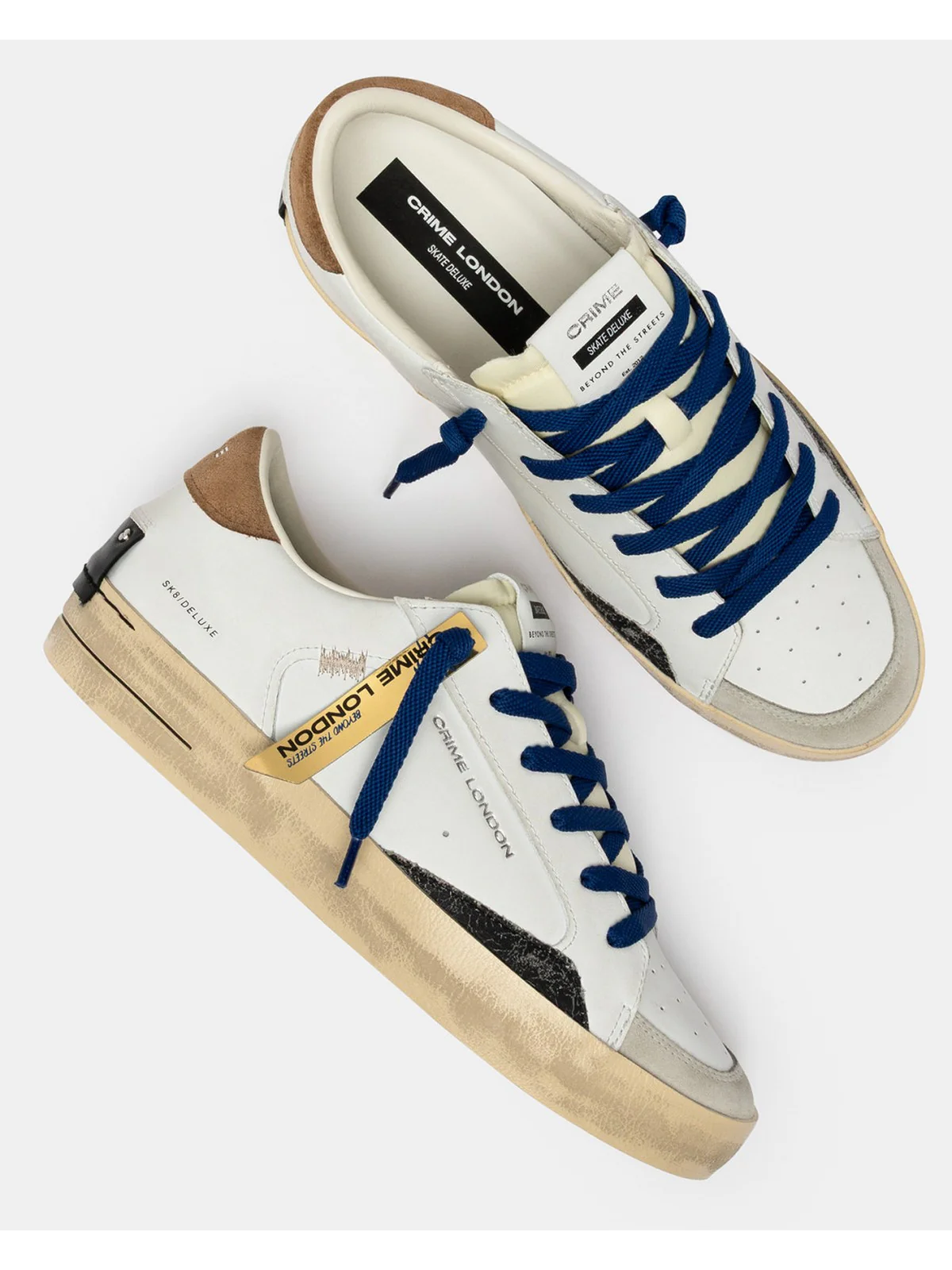 CRIME LONDON Sneaker Uomo SK8 DELUXE BROWN SUGAR 19102PP8 10 WHITE - Image 6