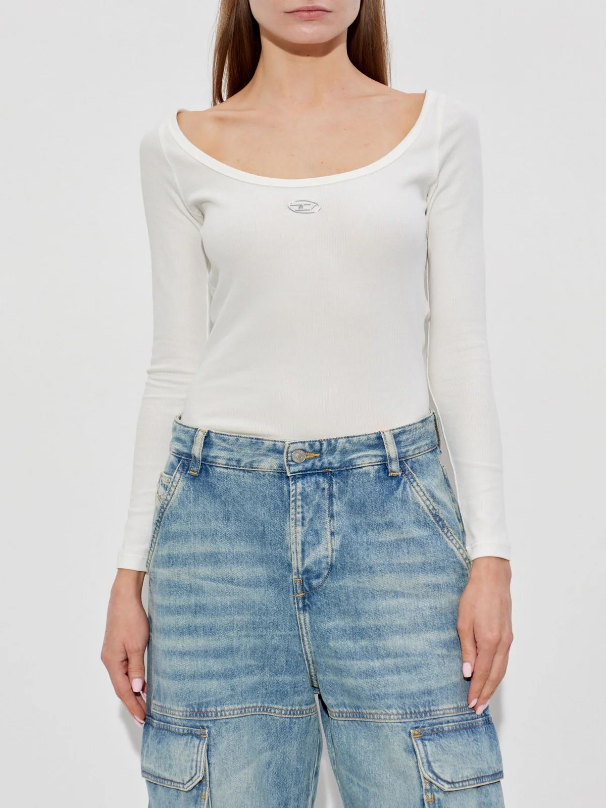 DIESEL T-shirt Donna T-BAL-OD TOP A19909 0JMBA 141 104 - OFF/WHITE - Image 2