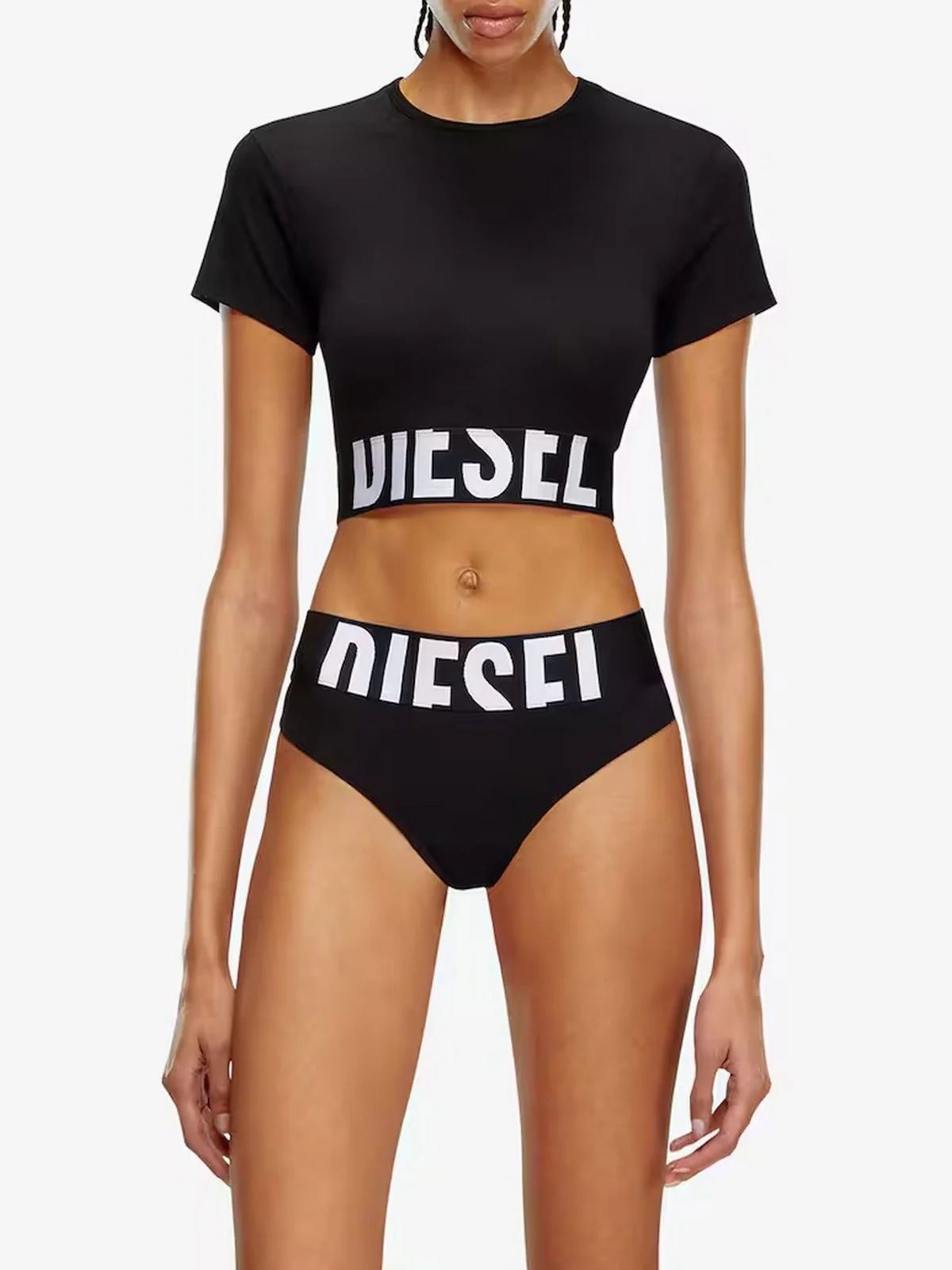 DIESEL T-shirt Donna UFTEE-SPORT-CROPPED-T-SHIRT MAGLIETTA A14593 0HMAU 9XX 001 - BLACK - Image 2