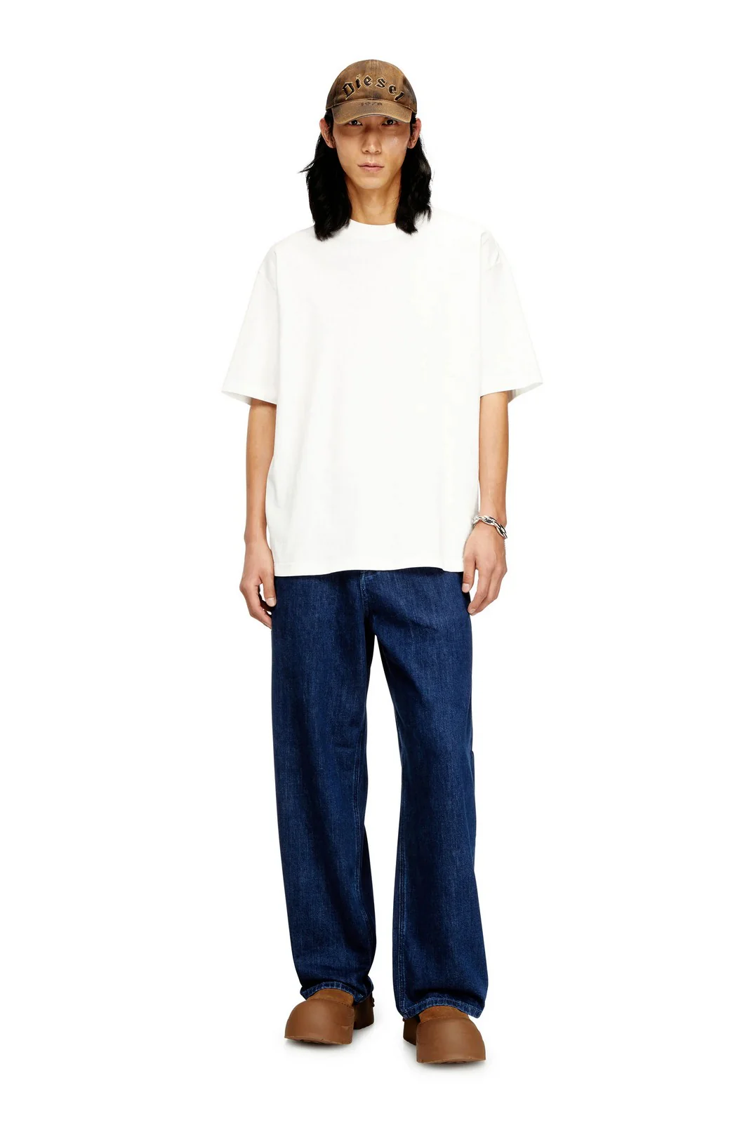 DIESEL T-shirt Uomo T-BOGGY-MEGOVAL-D MAGLIETTA A11302 0HGAM 100 Bianco - Image 3