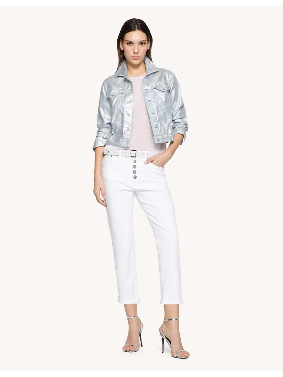 DONDUP Pantalone Donna Koons gioiello DP268B BS0030D PTD 000 Bianco - Image 4