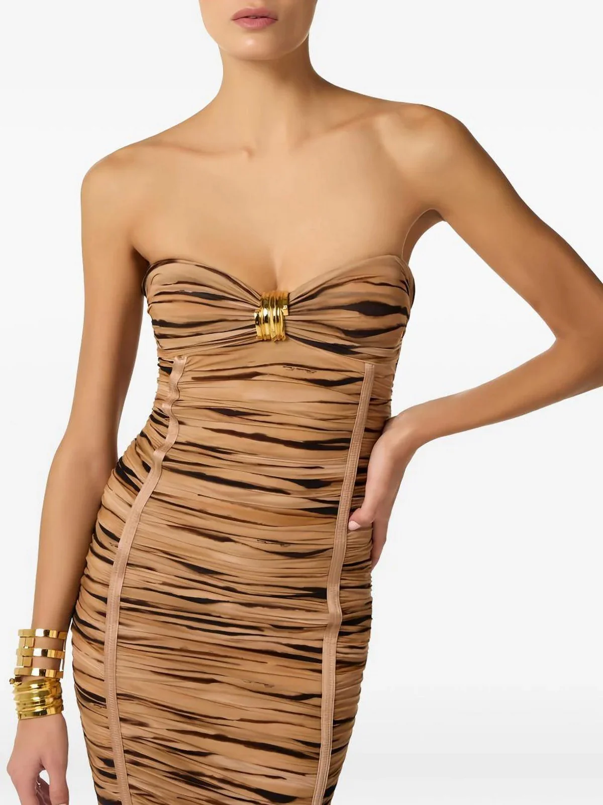 ELISABETTA FRANCHI Abito Donna  AB94562E2 470 CAMMELLO - Image 5