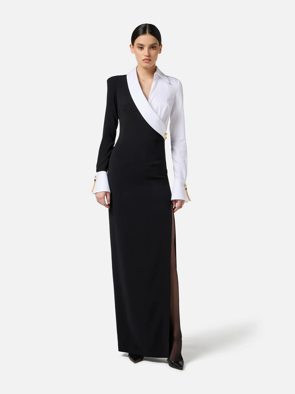 ELISABETTA FRANCHI Abito Donna  ABR0557E2 222 NERO/BIANCO - Image 2