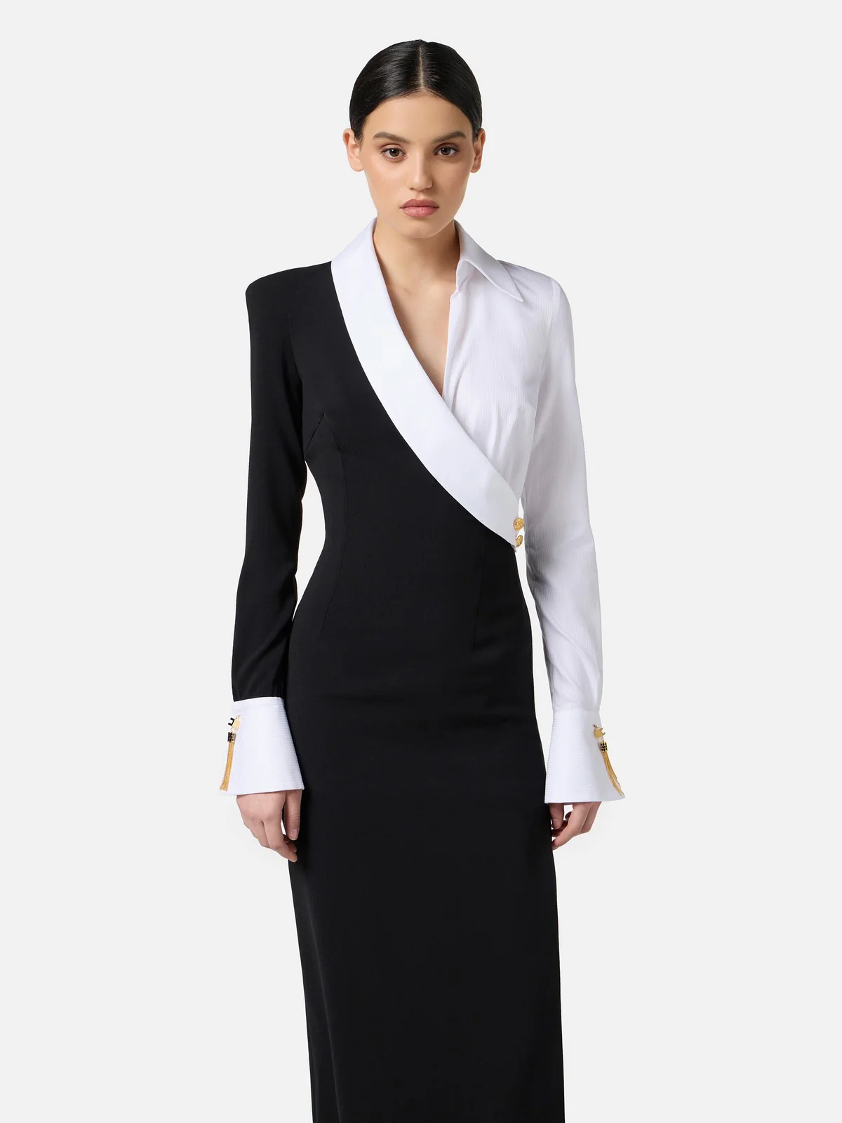 ELISABETTA FRANCHI Abito Donna  ABR0557E2 222 NERO/BIANCO - Image 3