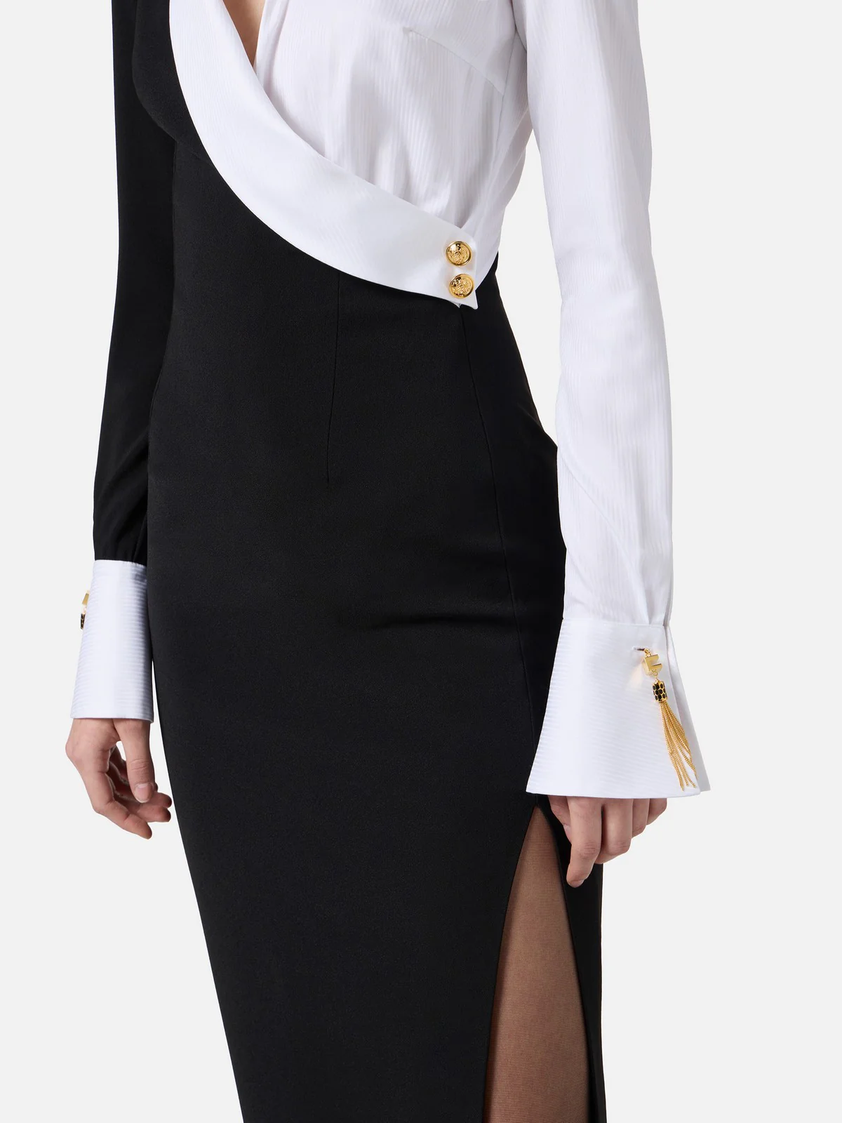 ELISABETTA FRANCHI Abito Donna  ABR0557E2 222 NERO/BIANCO - Image 4
