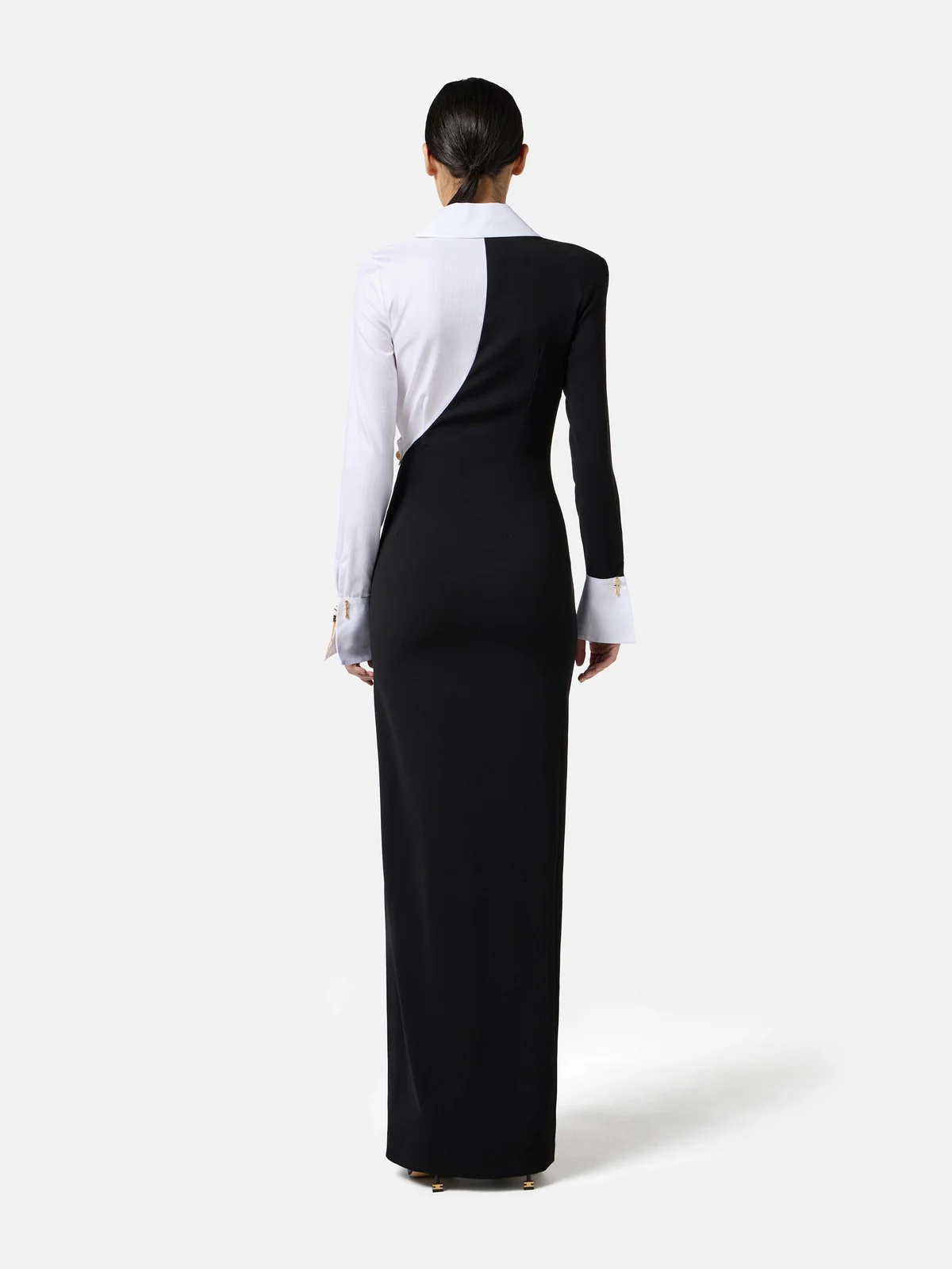 ELISABETTA FRANCHI Abito Donna  ABR0557E2 222 NERO/BIANCO - Image 5