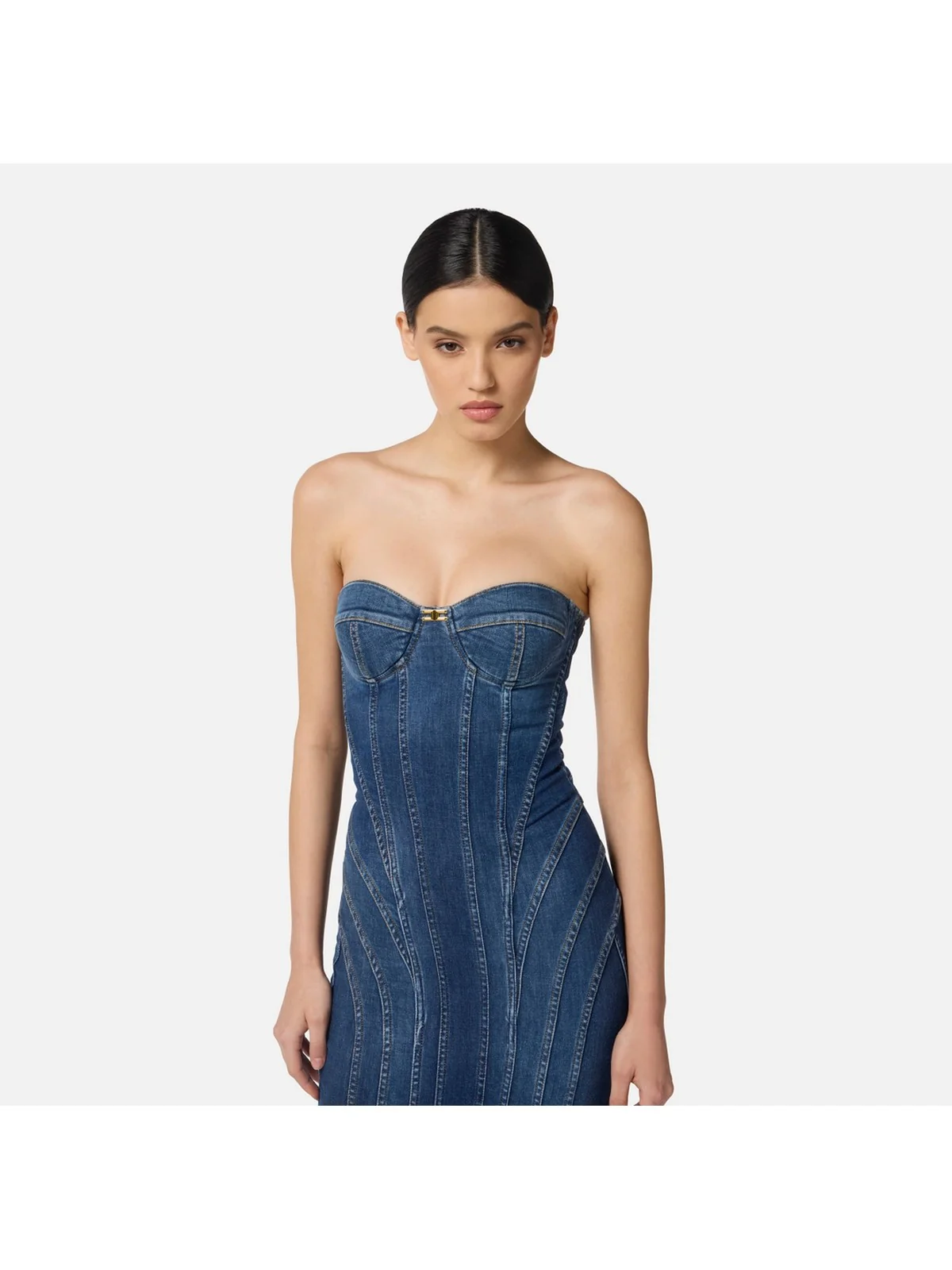 ELISABETTA FRANCHI Abito Donna  AJ44D56E2 104 BLUE DENIM - Image 3